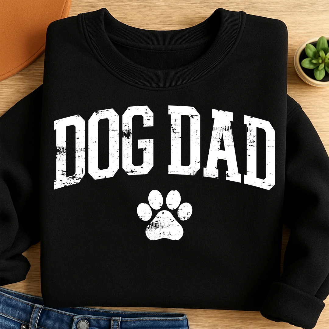Bügelbild Schriftzug Dog Dad weiß