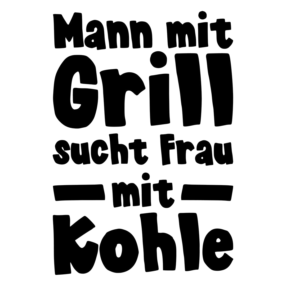 Bügelbild Schriftzug Mann mit Grill - S