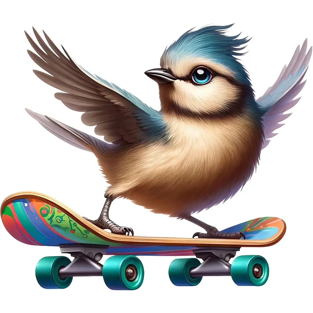 Bügelbild Skateboard Piepmatz - S