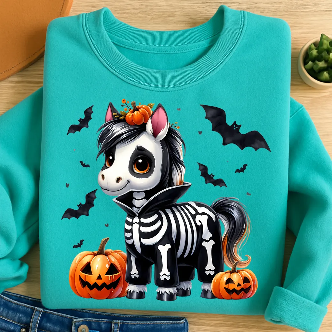 Bügelbild Skeletti das Halloween Pony