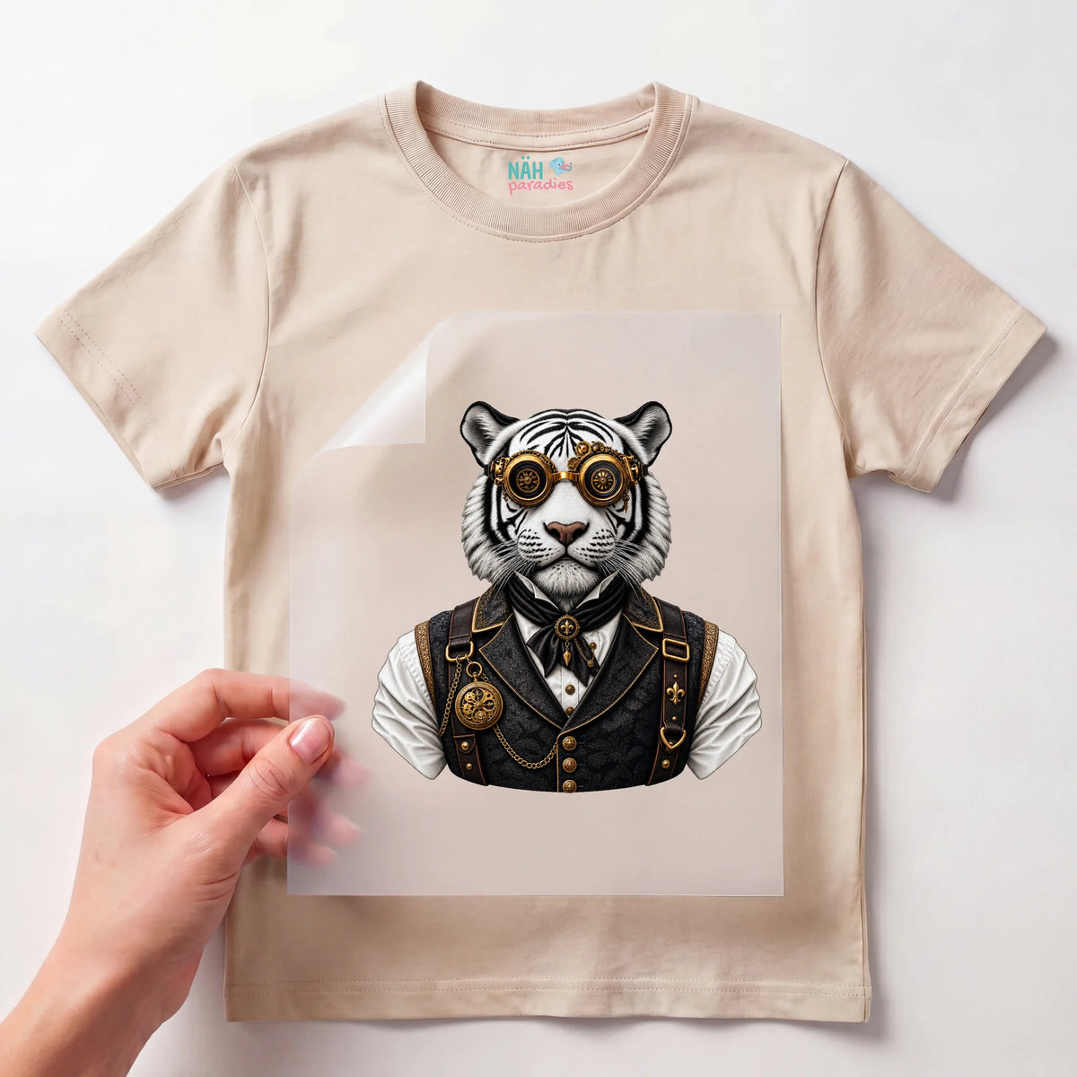 Bügelbild Steampunk Tiger Gentleman