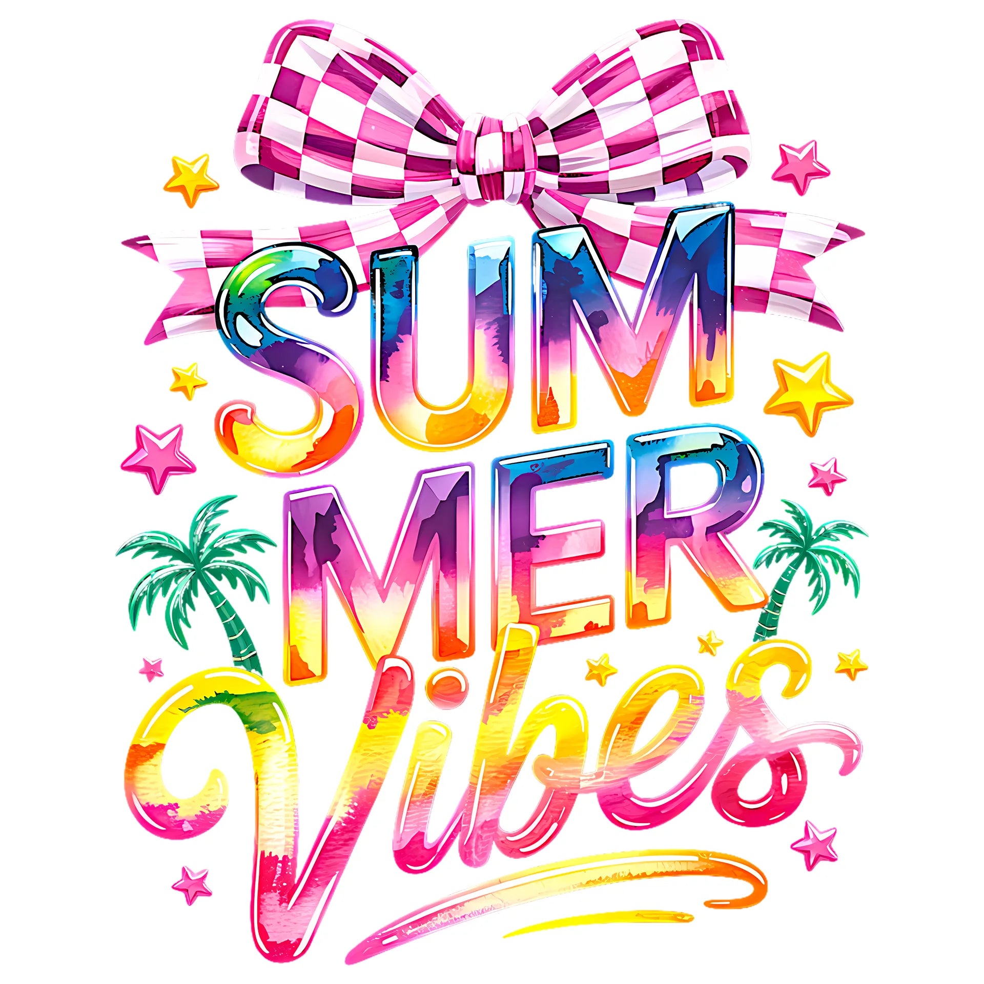 Bügelbild Summer Vibes Neon Schleife