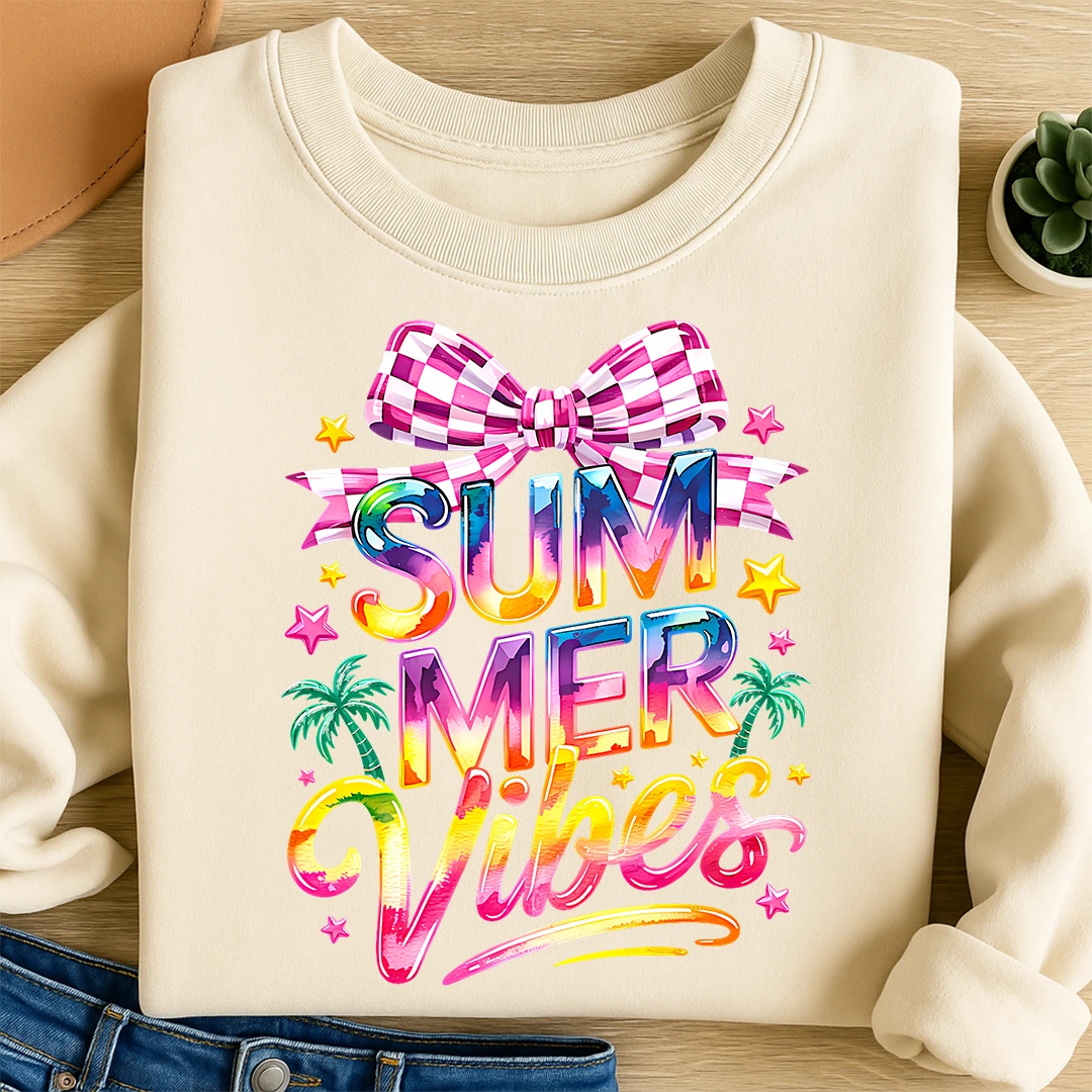 Bügelbild Summer Vibes Neon Schleife