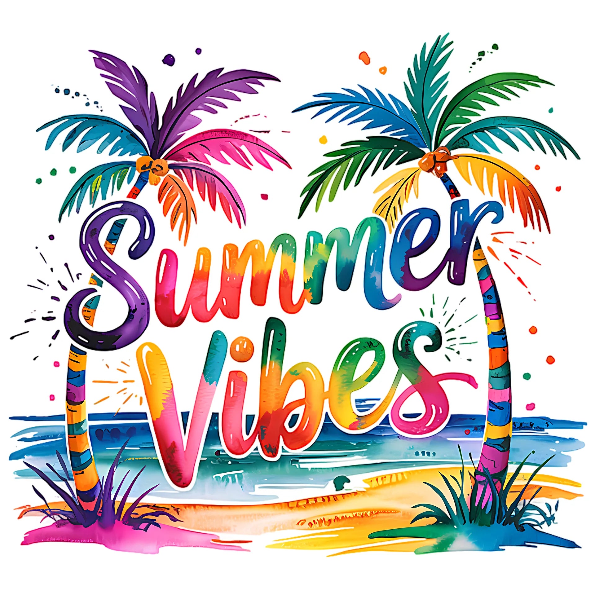 Bügelbild Summervibes Bunte Palmen - S