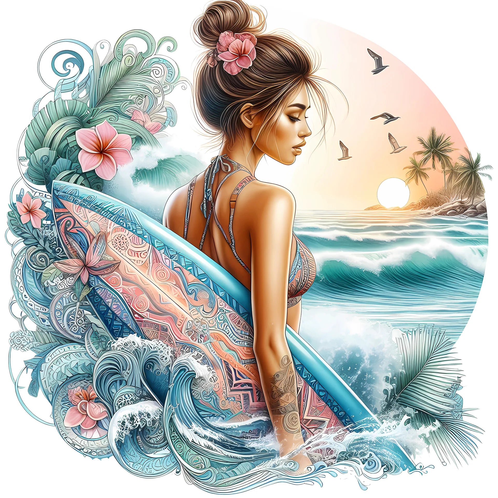 Bügelbild Surfergirl Aloha Spirit
