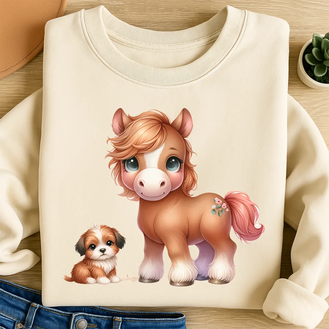 Bügelbild Tierfreundschaft Pony & Hund
