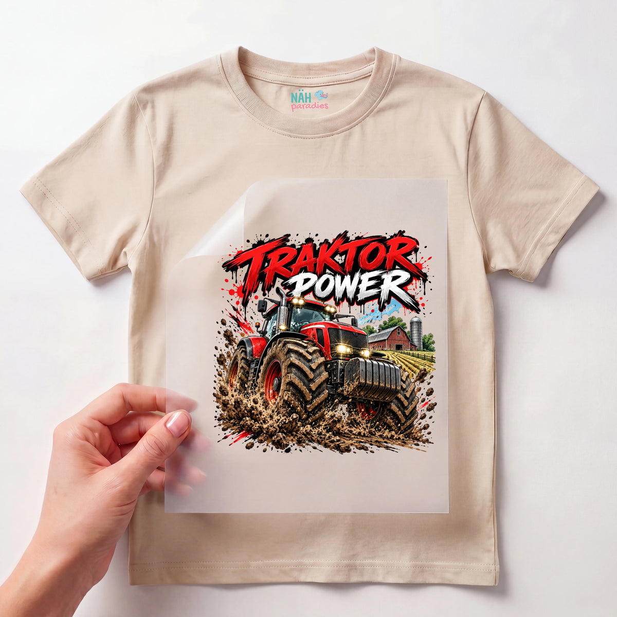 Bügelbild Traktor Power Rot