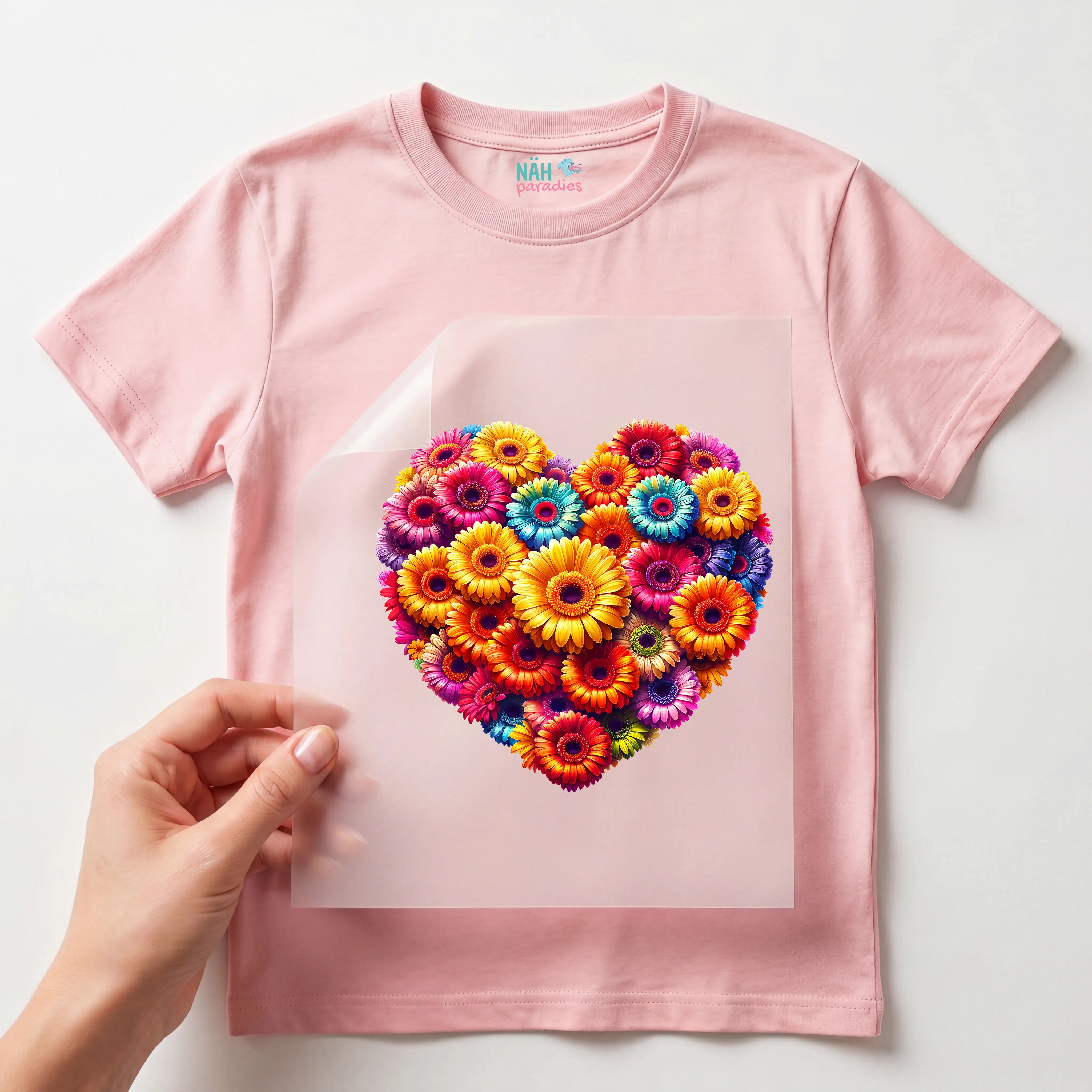Bügelbild Blumenherz Farbenspiel