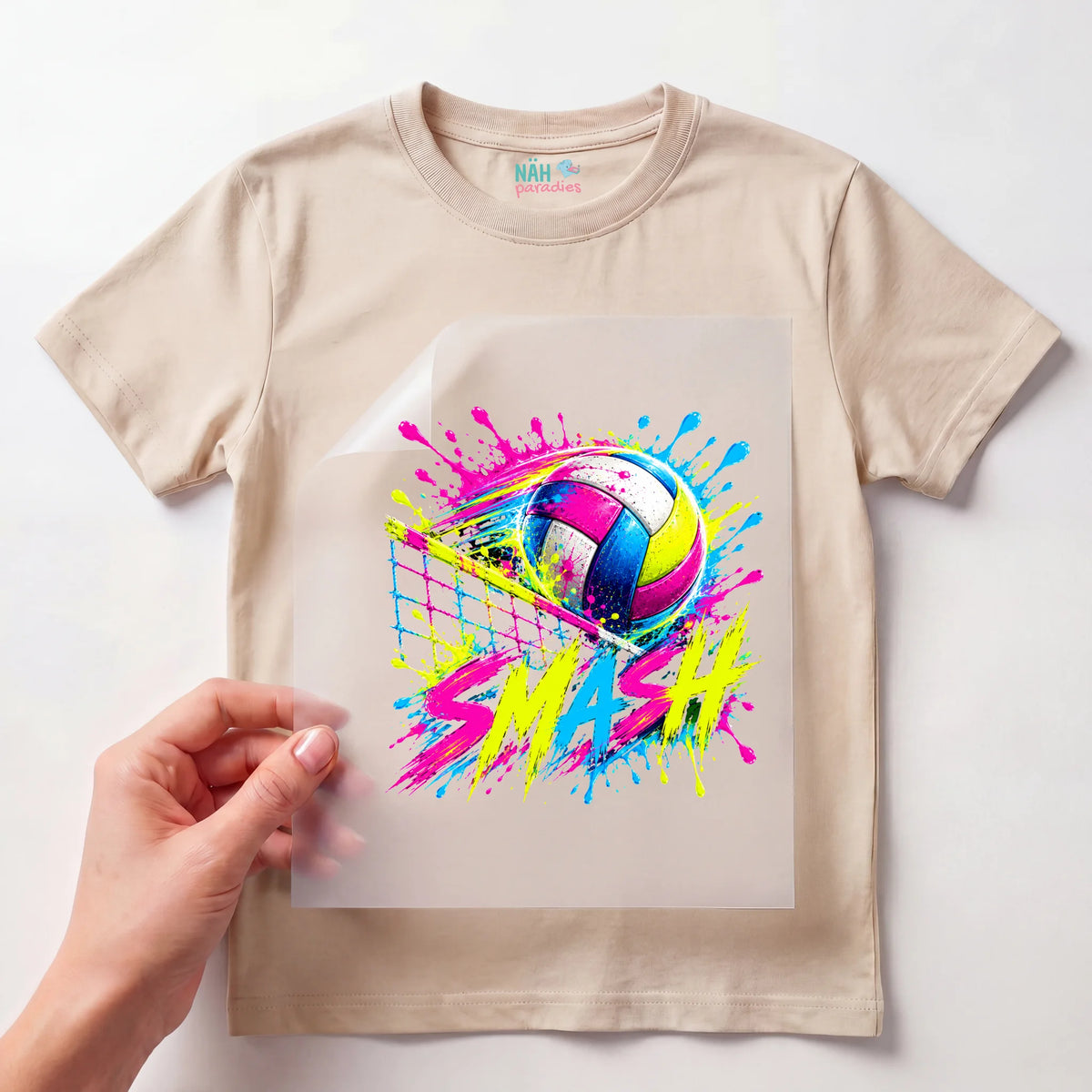 Bügelbild Volleyball Smash Neon