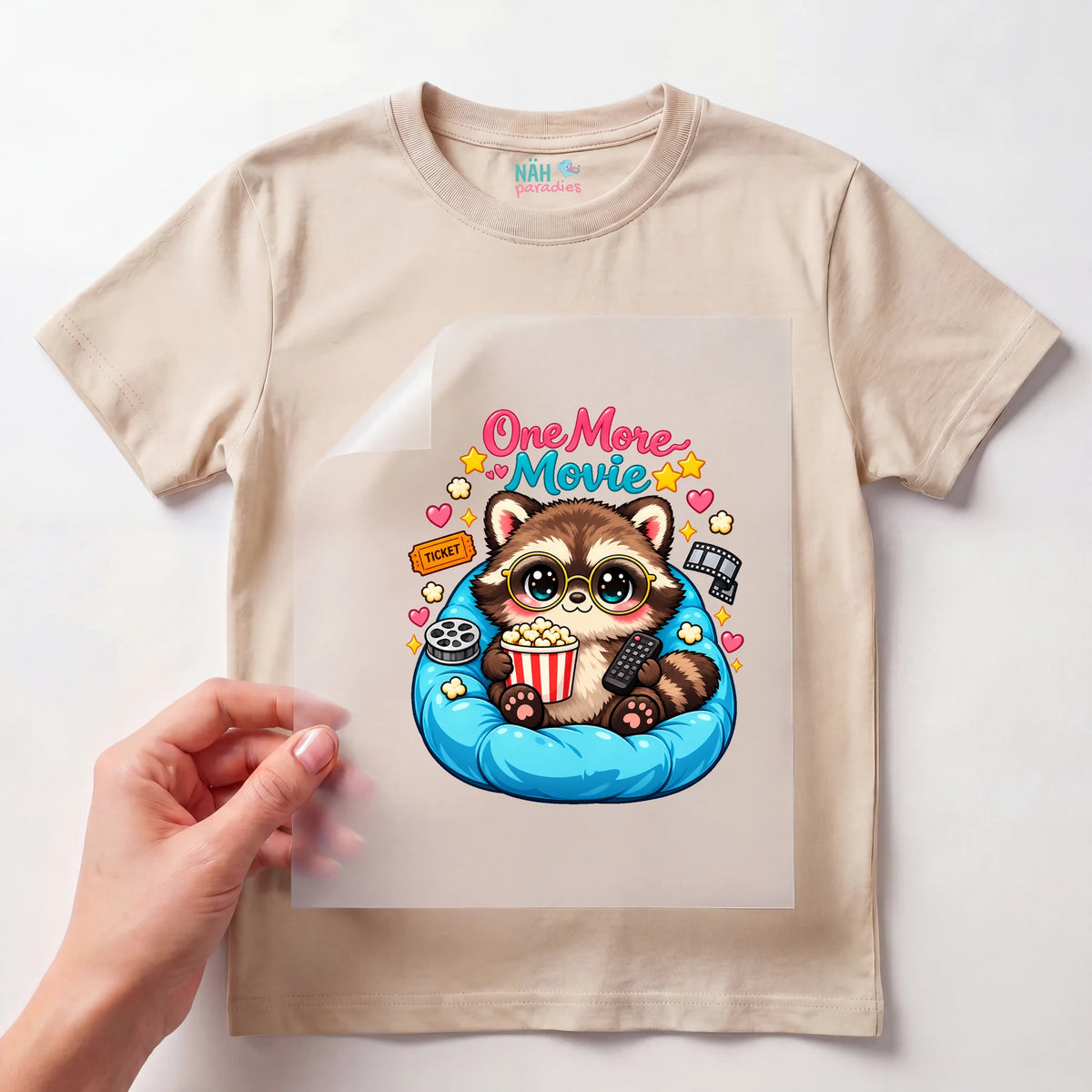 Bügelbild Waschbär One More Movie Kawaii