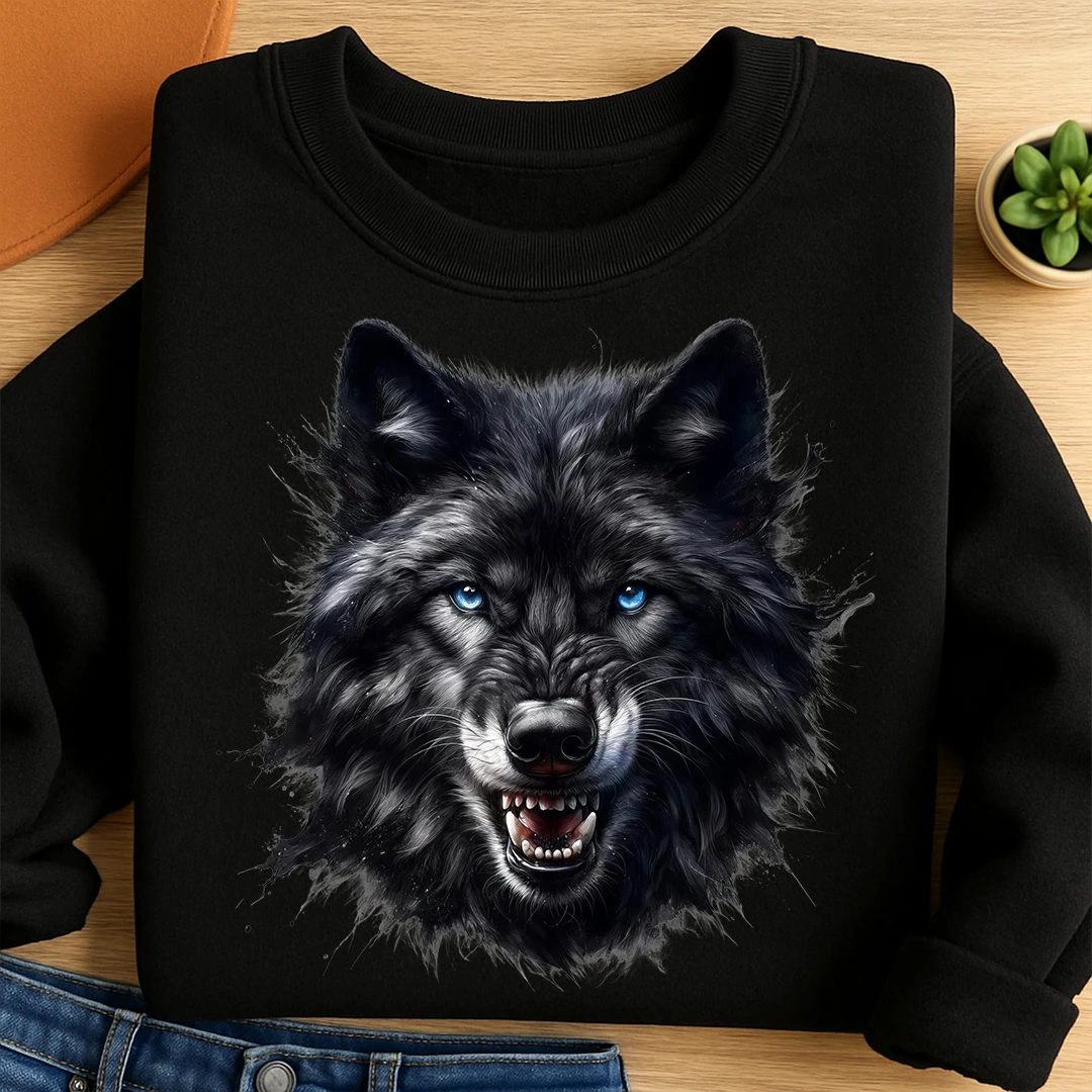 Bügelbilder Wolf schwarzer Waldwächter