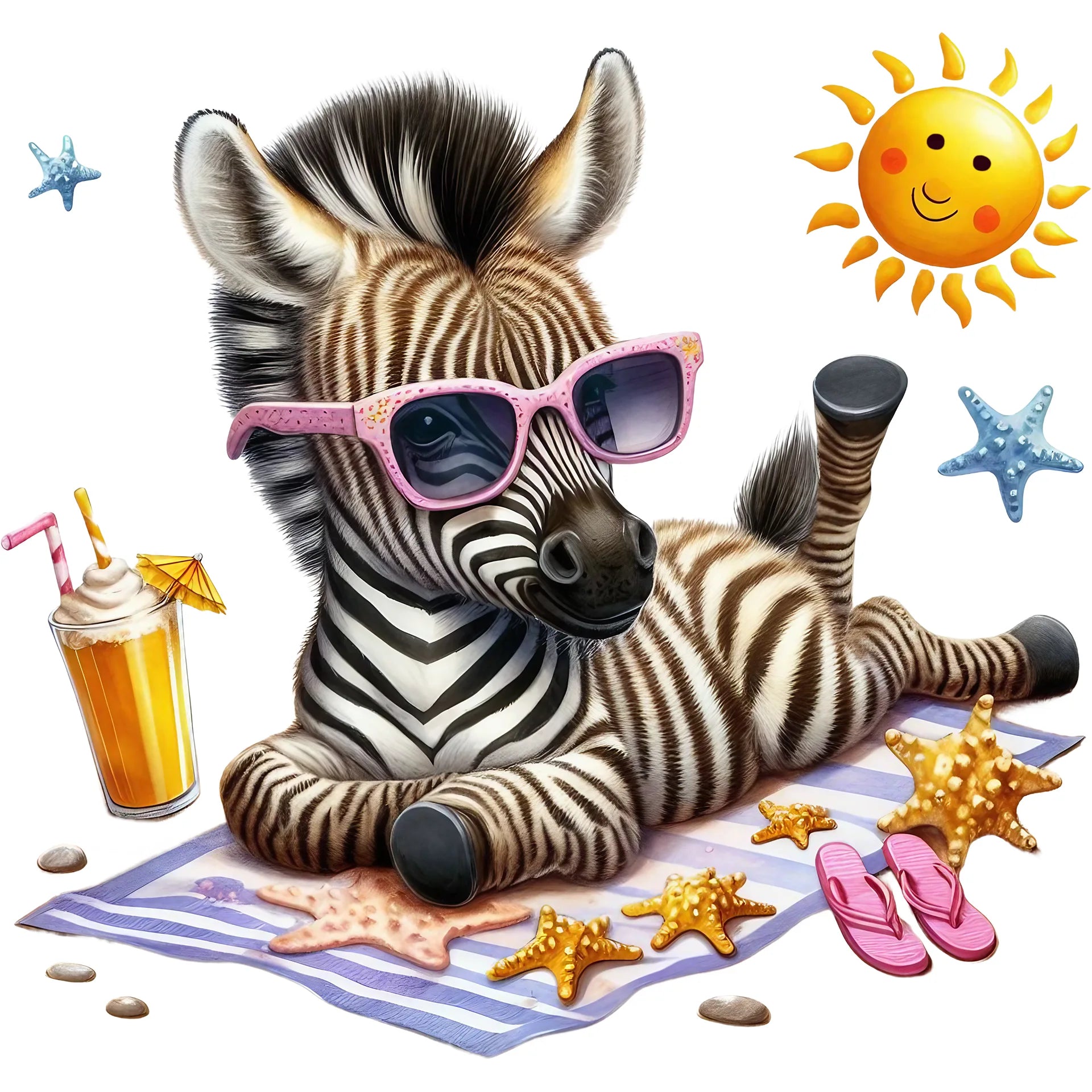 Bügelbild Zebra Cocktailpause