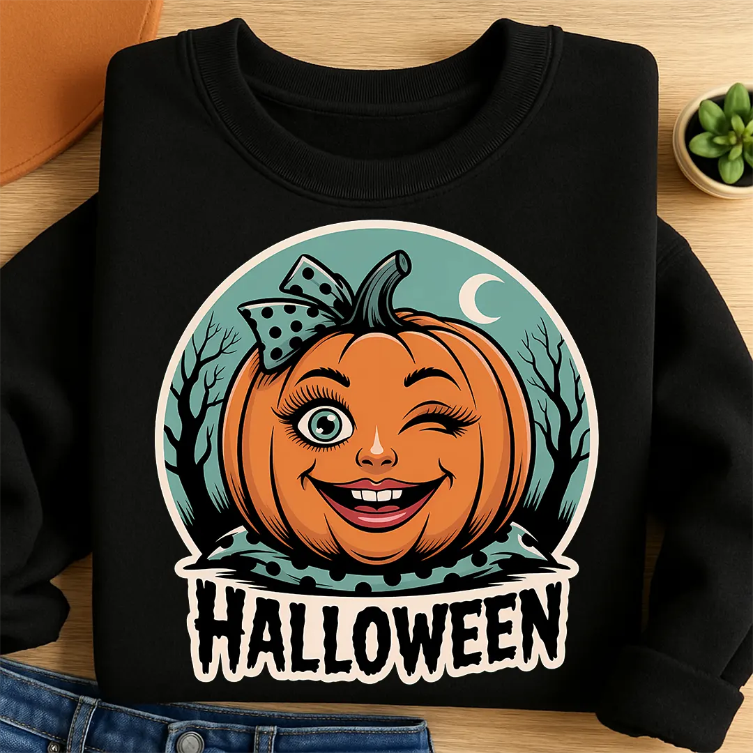 Bügelbild Zwinkernder Kürbis Smiley Boo