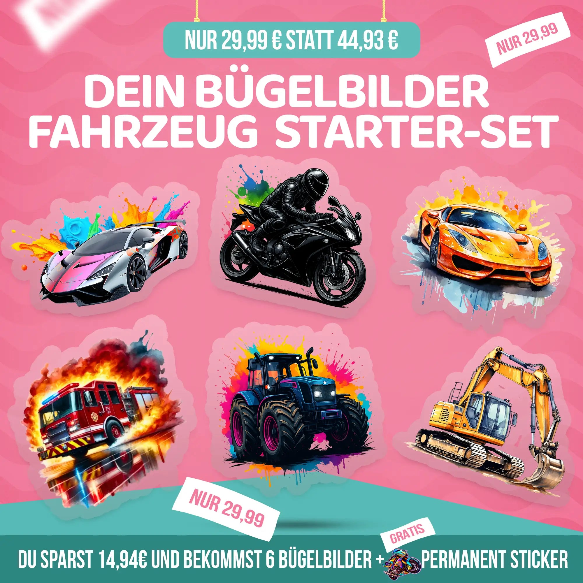 Bügelbilder Fahrzeug Starter-Set