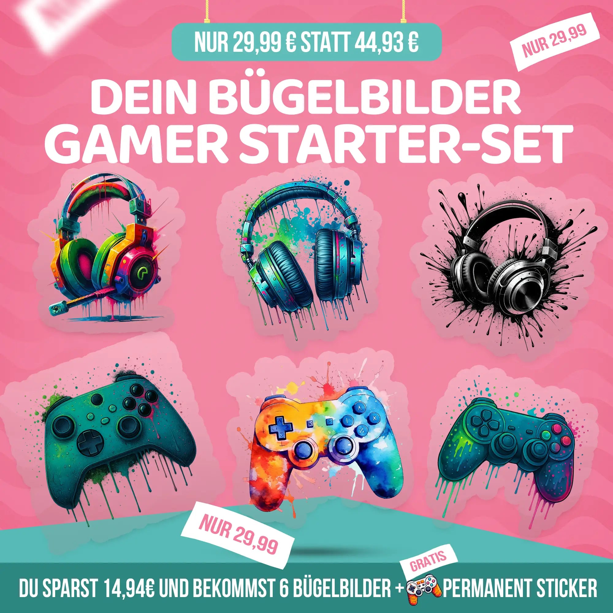 Bügelbilder Gamer Starter-Set