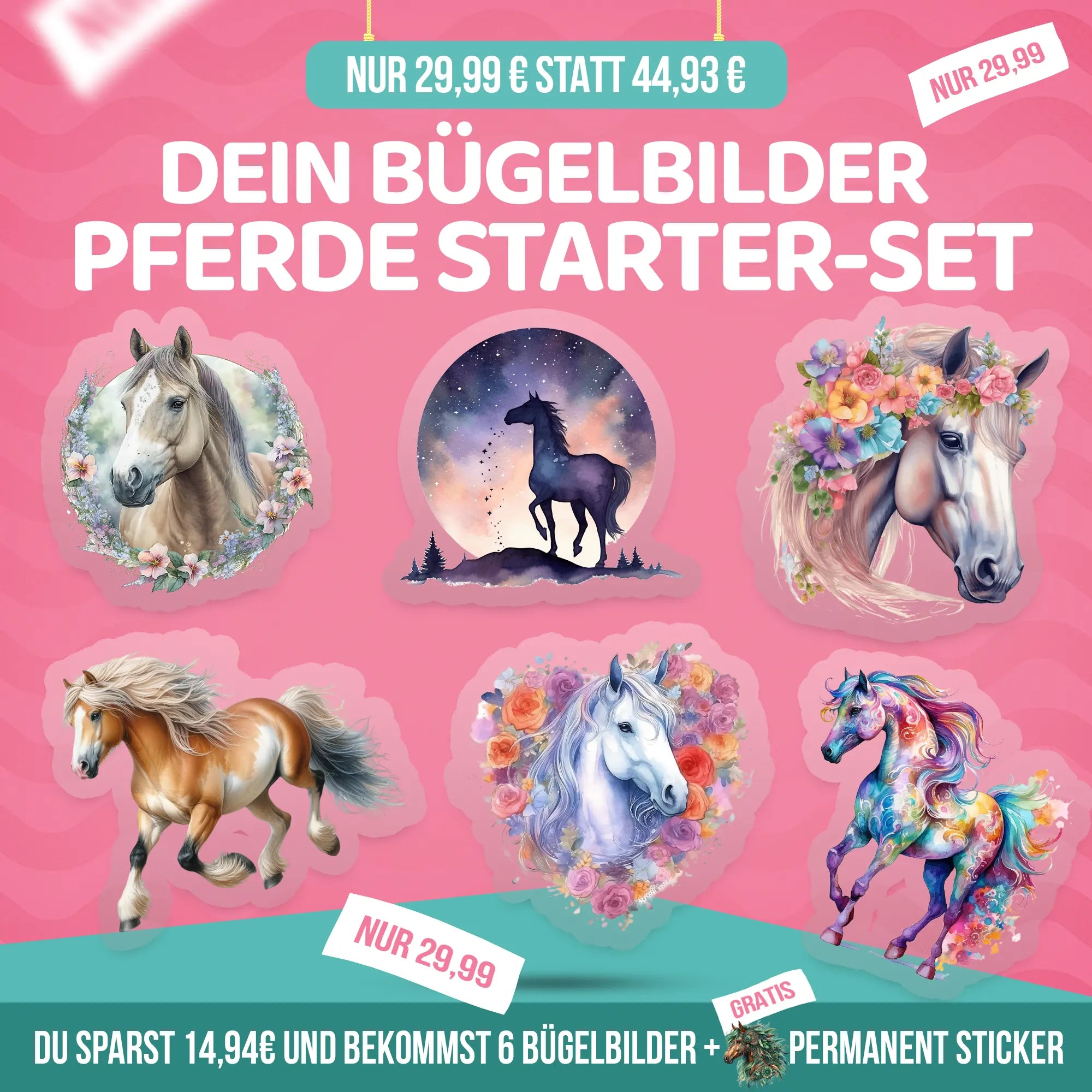 Bügelbilder Pferde Starter-Set