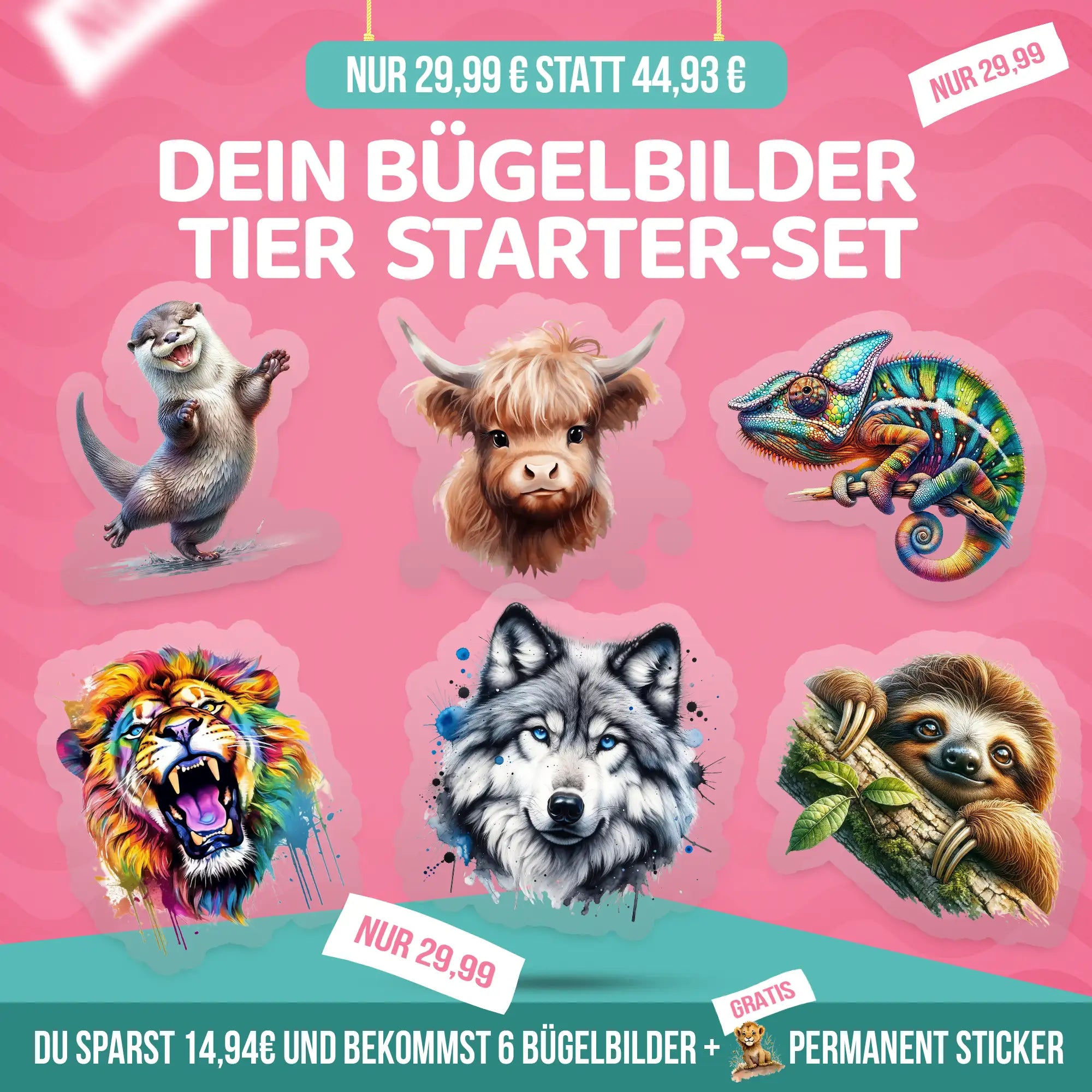 Bügelbilder Tier Starer-Set