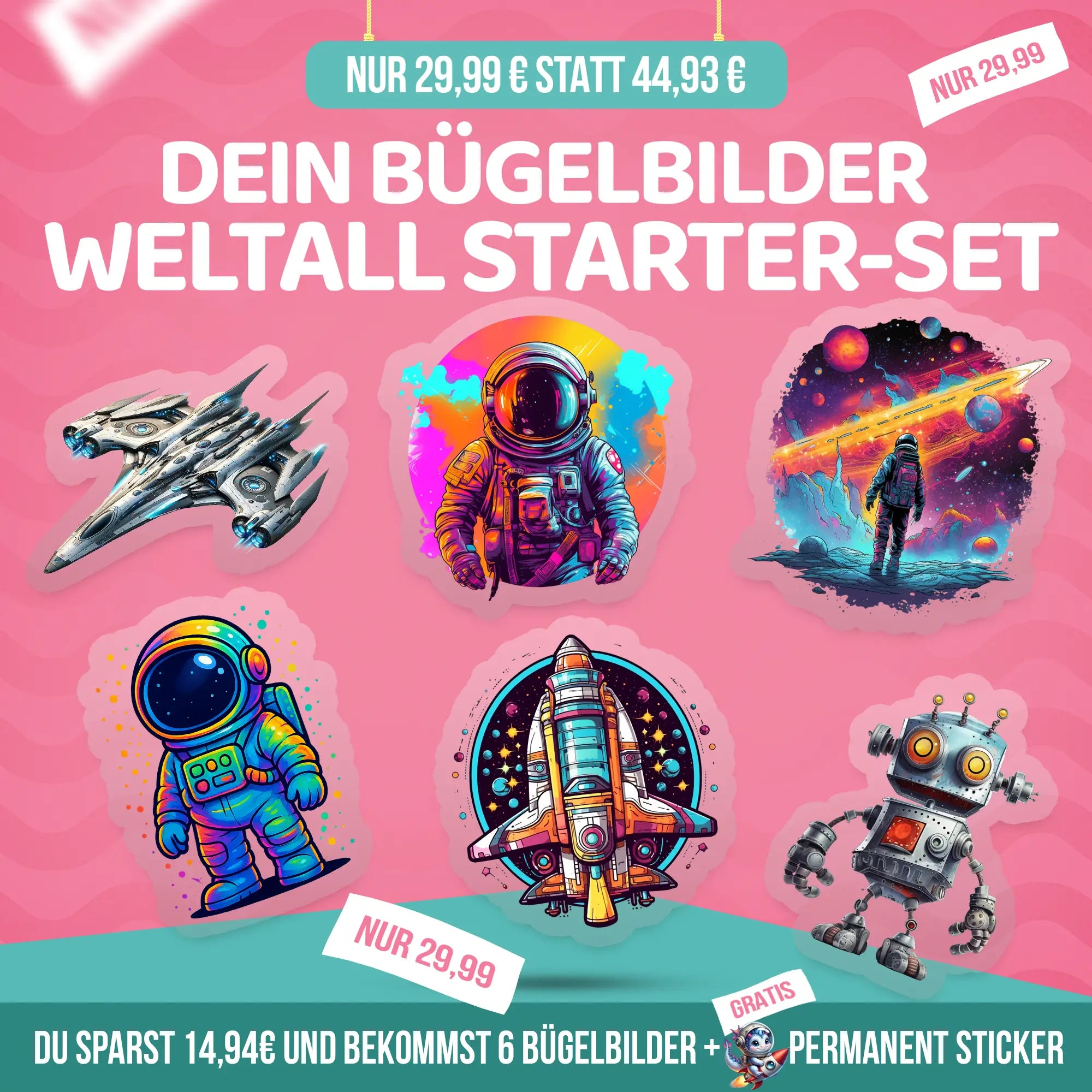 Bügelbilder Weltraum Starter-Set