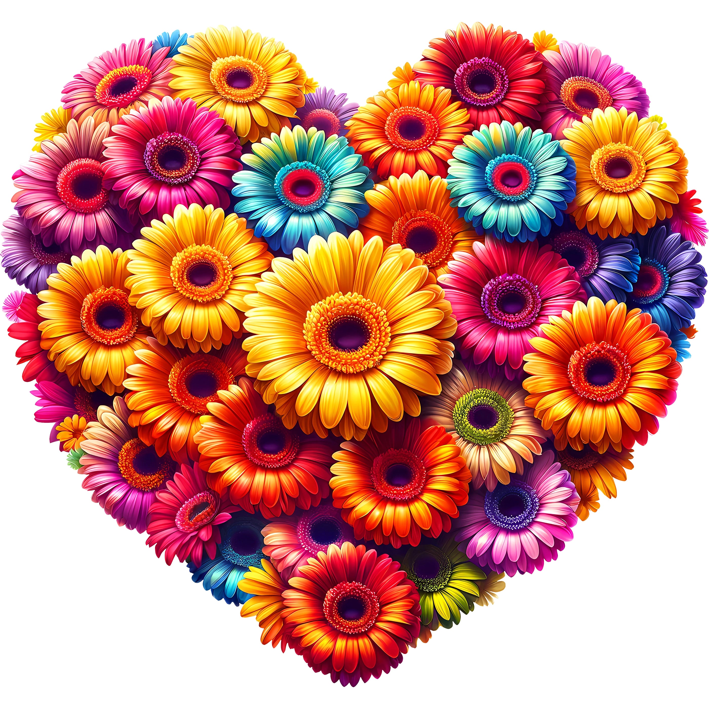 Glitzer Bügelbild Blumenherz Farbenspiel
