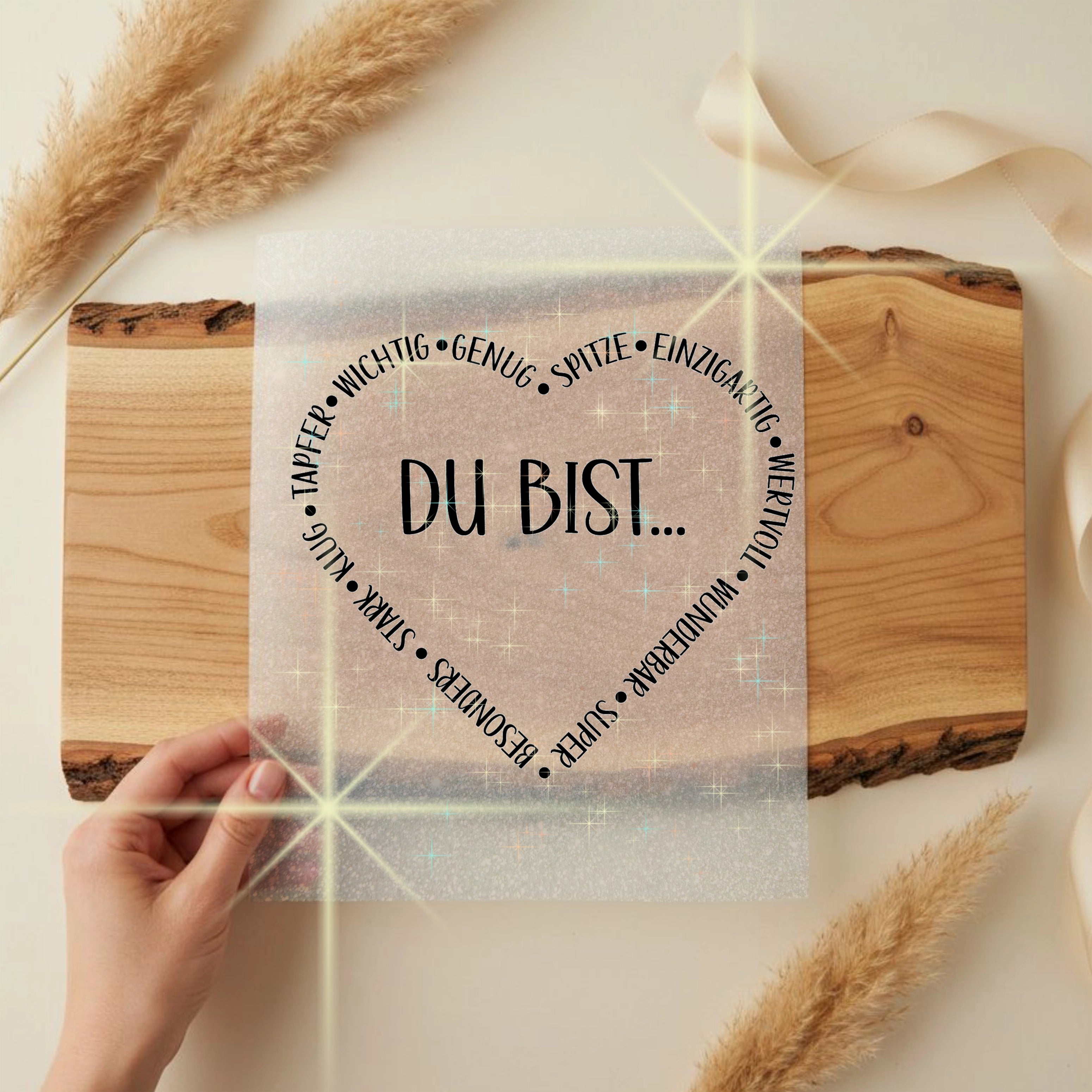 Glitzer Bügelbild Herz Du Bist