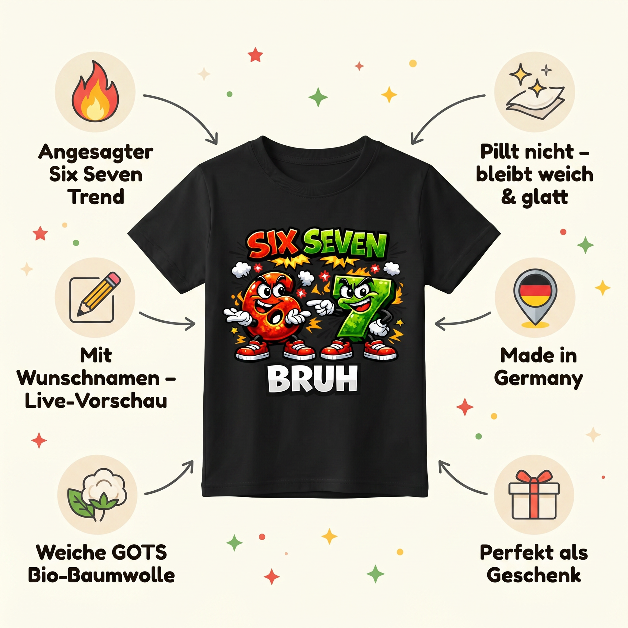 Eigenschaften und Vorteile des Six Seven Bruh Kinder T-Shirts
