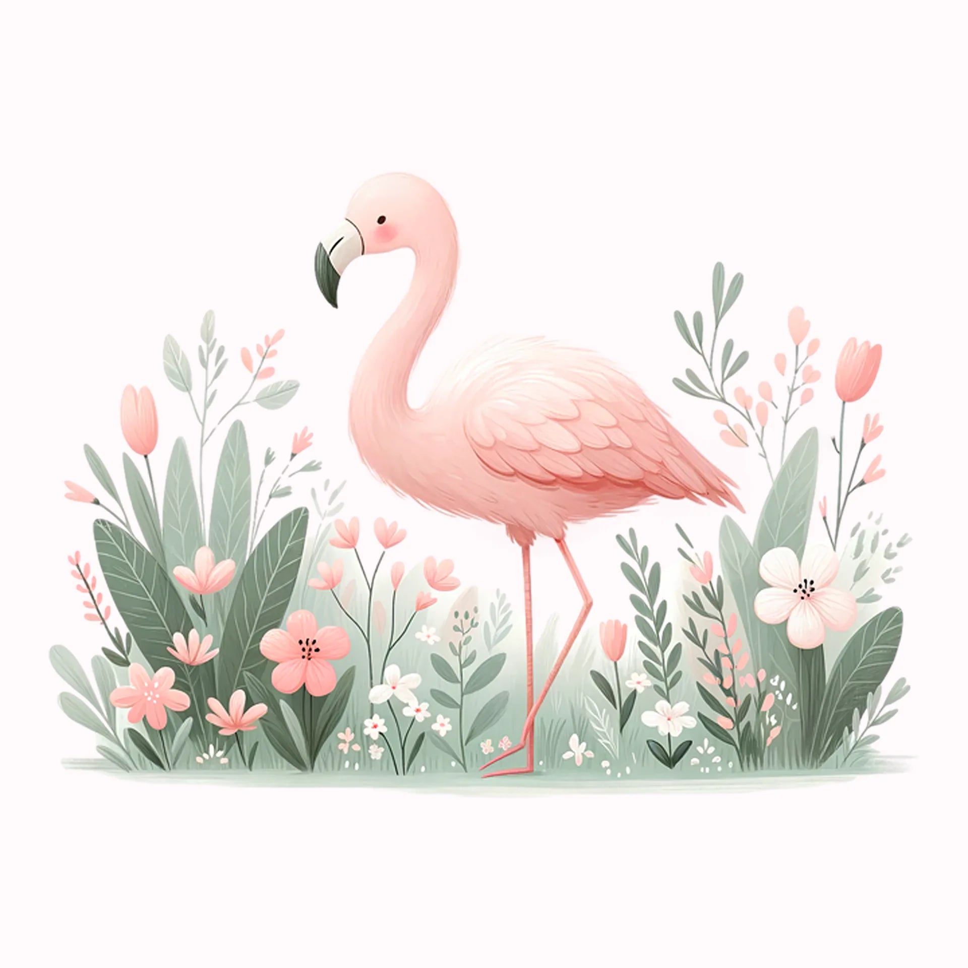 Permanent Sticker Blüten Flamingo Rosafeder