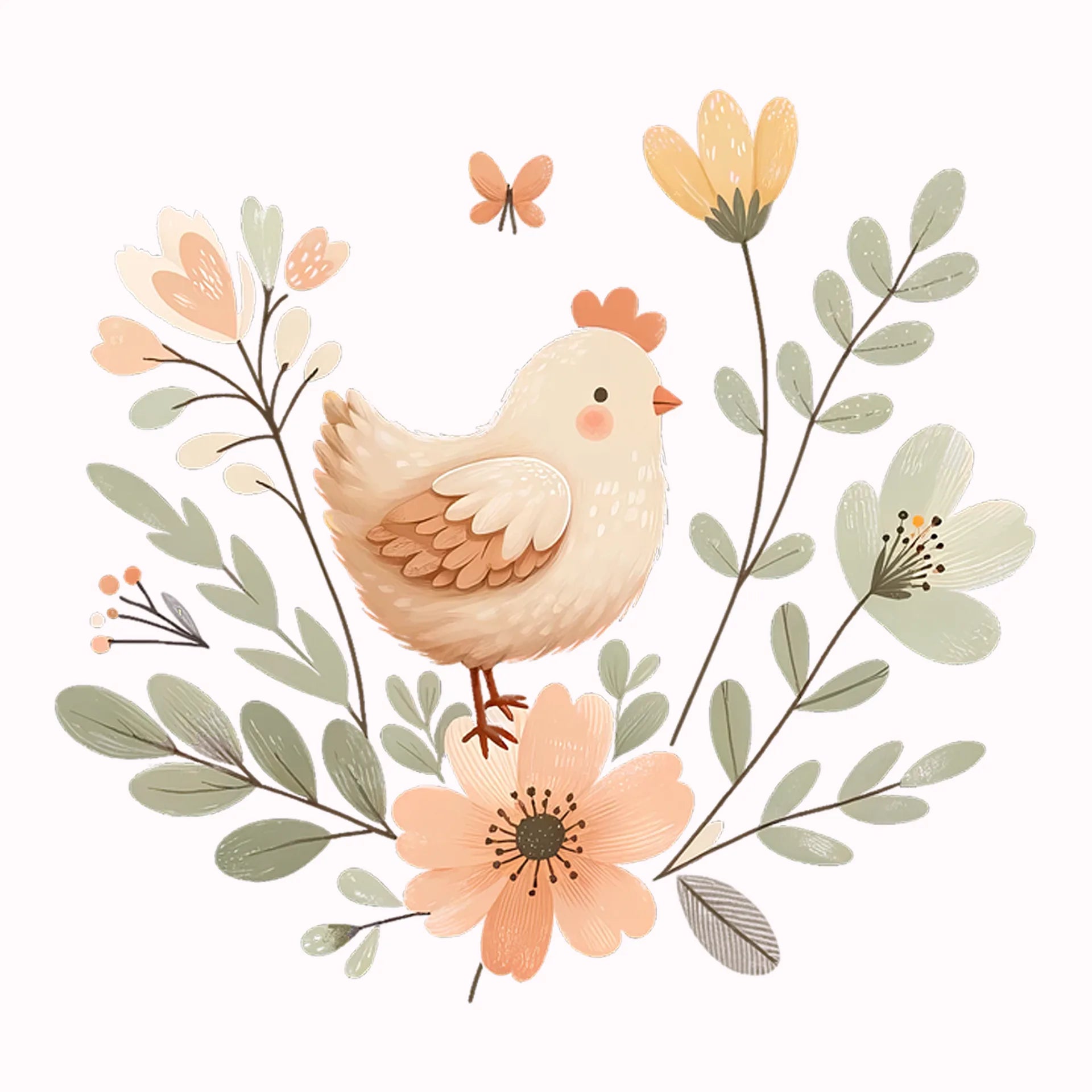Permanent Sticker Blüten Huhn