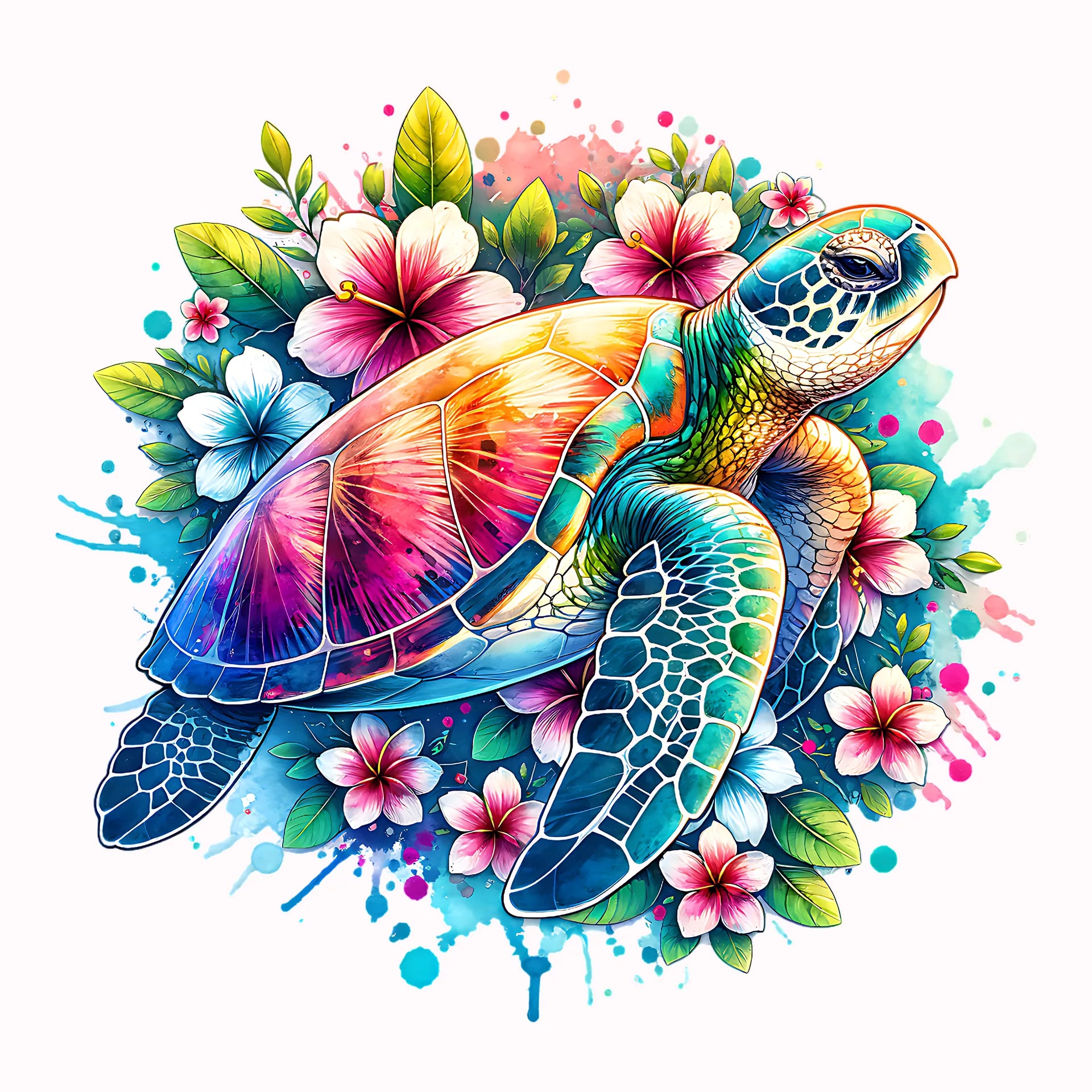 Permanent Sticker Blüten Schildkröte