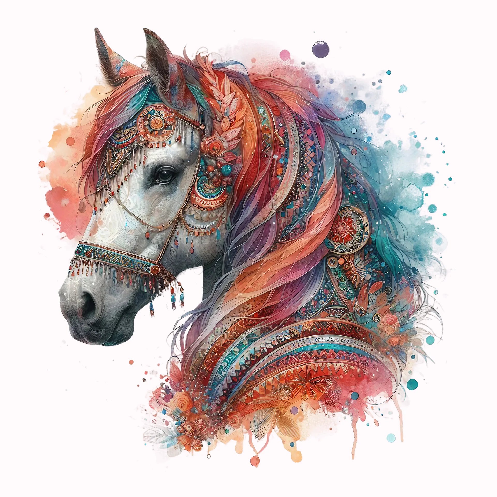 Permanent Sticker Boho Pferd Colorful Soul
