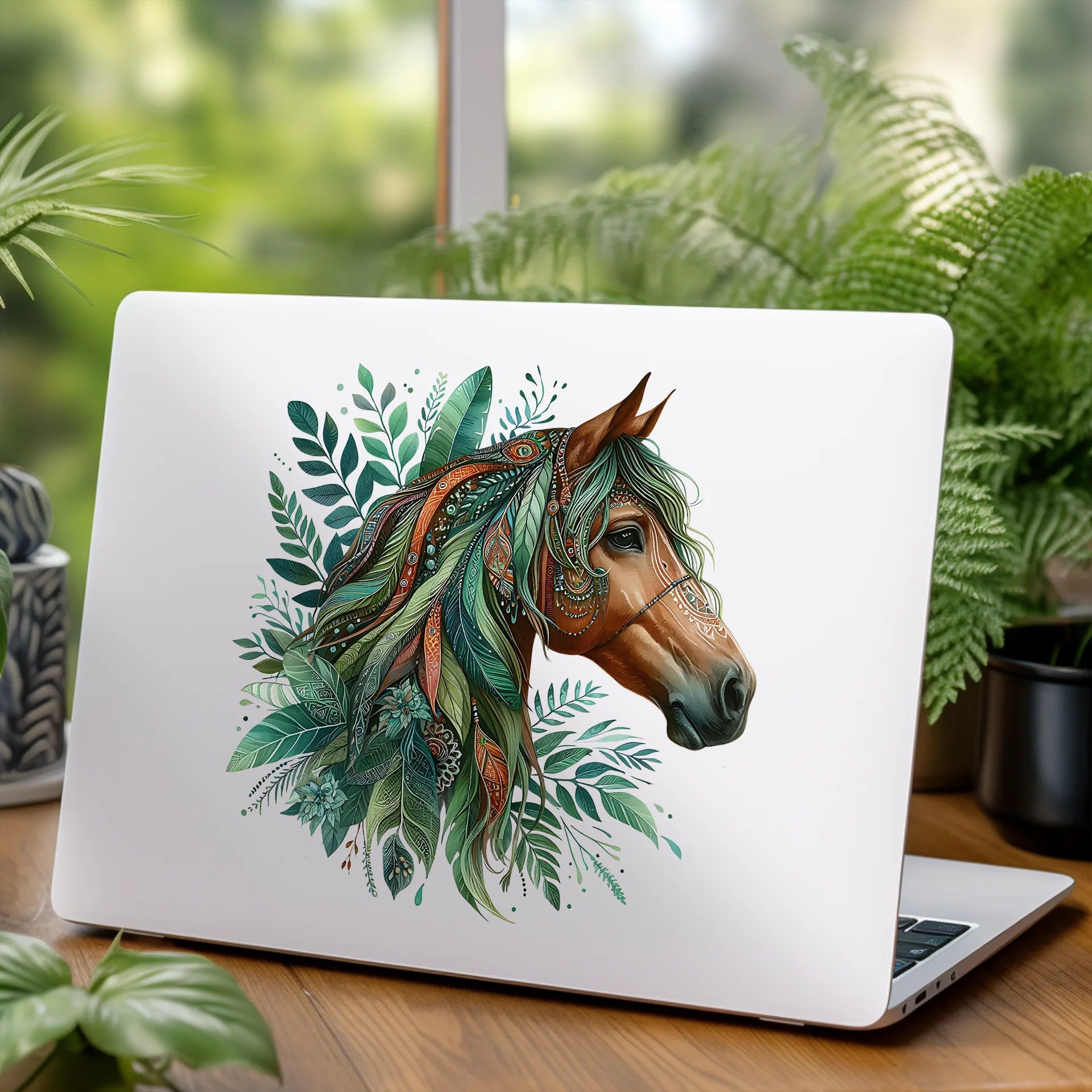 Permanent Sticker Boho Pferd Grün