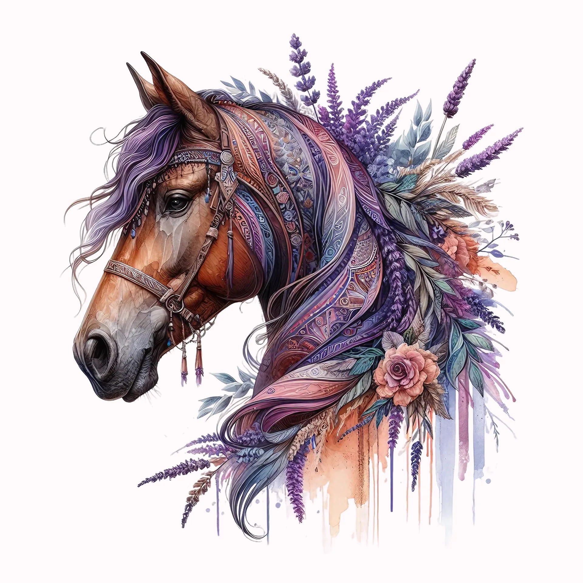 Permanent Sticker Boho Pferd Lila