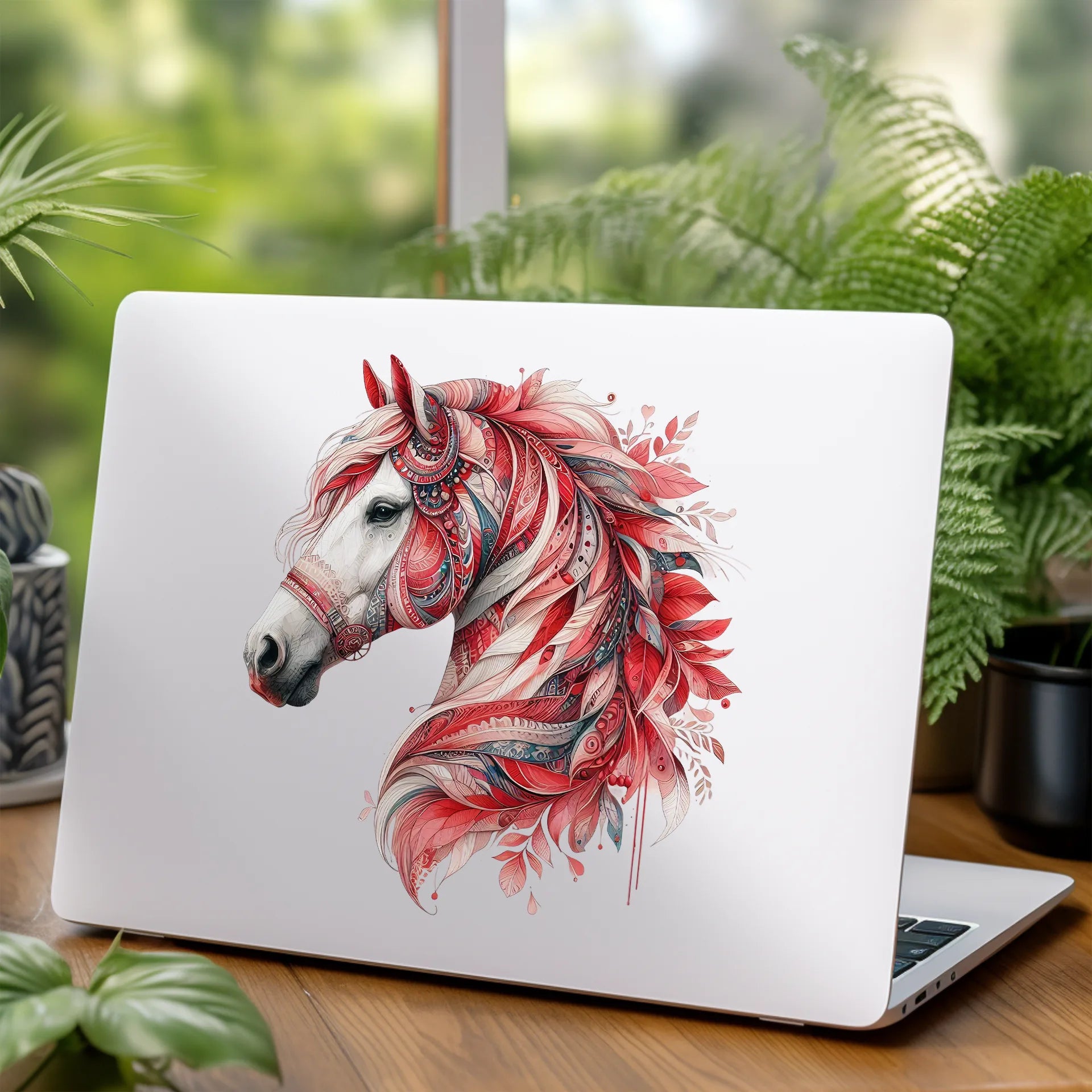 Permanent Sticker Boho Pferd Rot