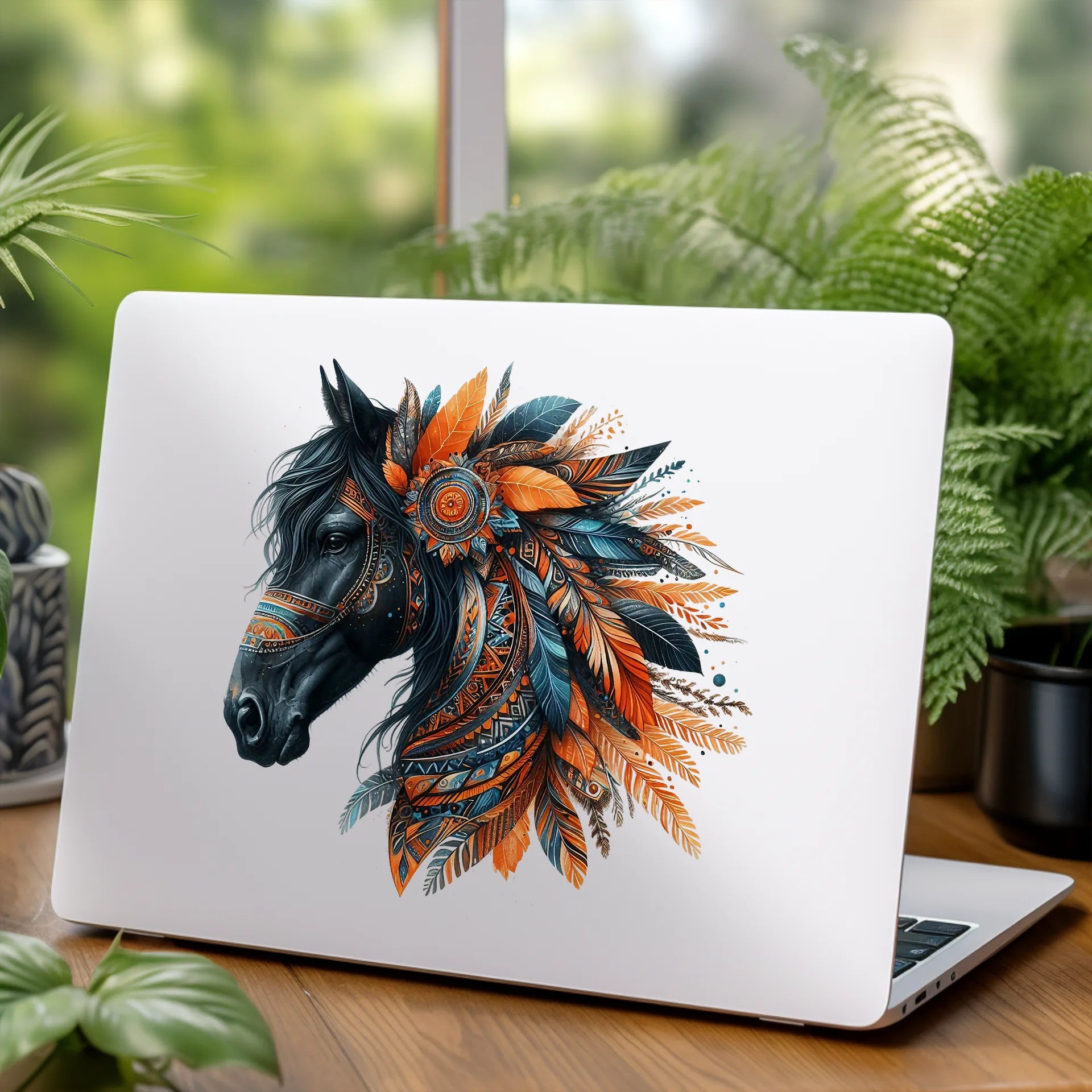 Permanent Sticker Boho Pferd Schwarz