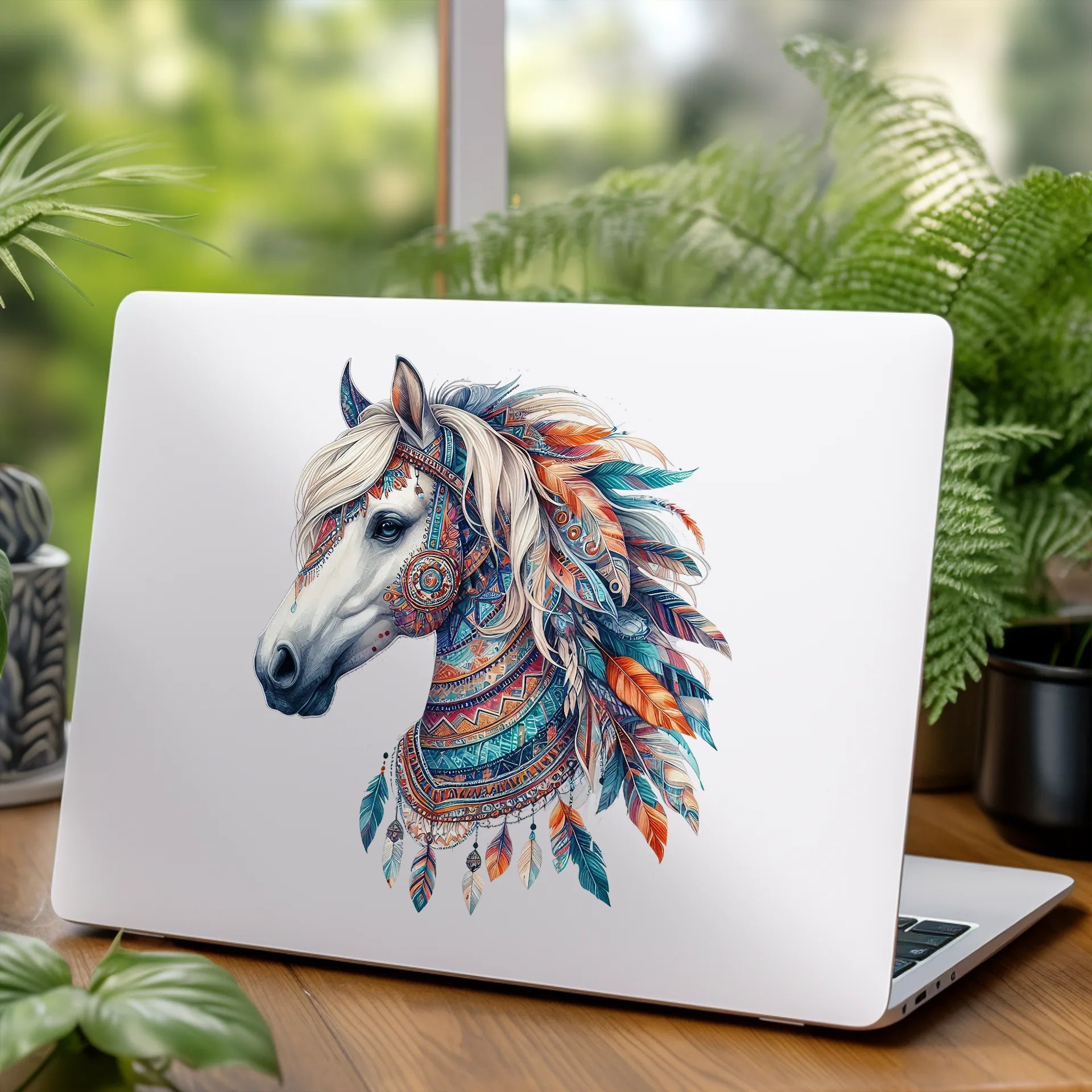 Permanent Sticker Boho Pferd Weiß