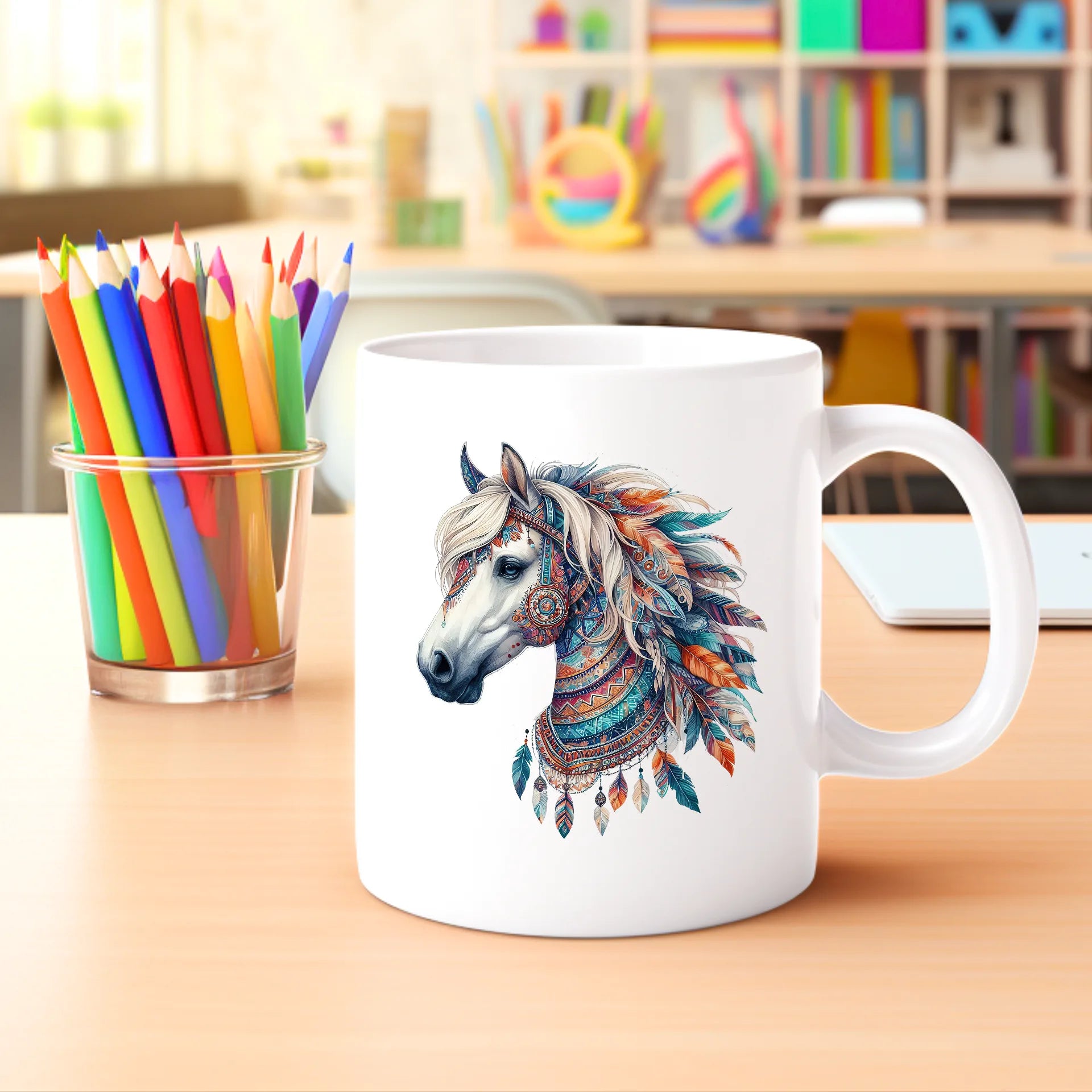 Permanent Sticker Boho Pferd Weiß