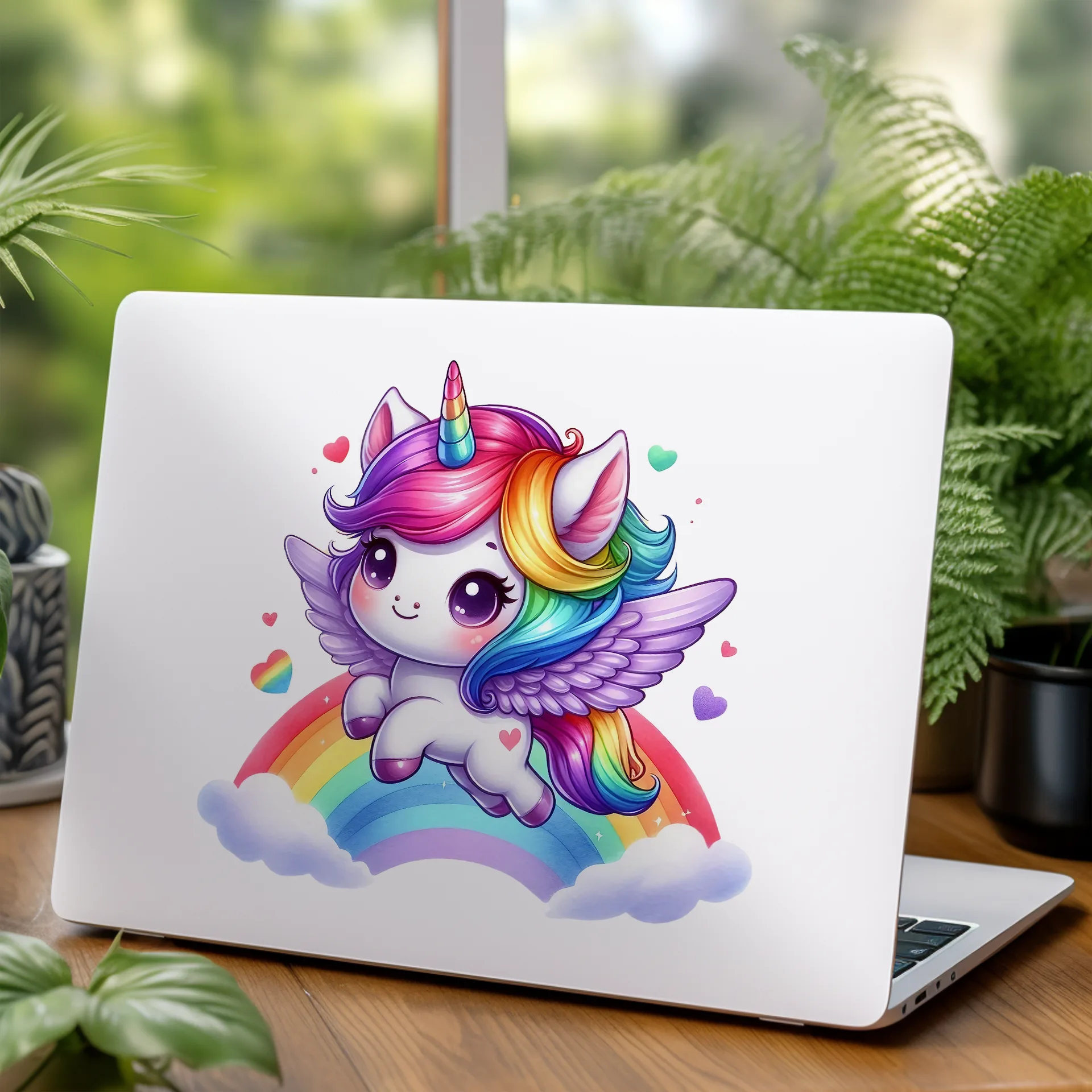 Permanent Sticker Einhorn Regenbogenflug