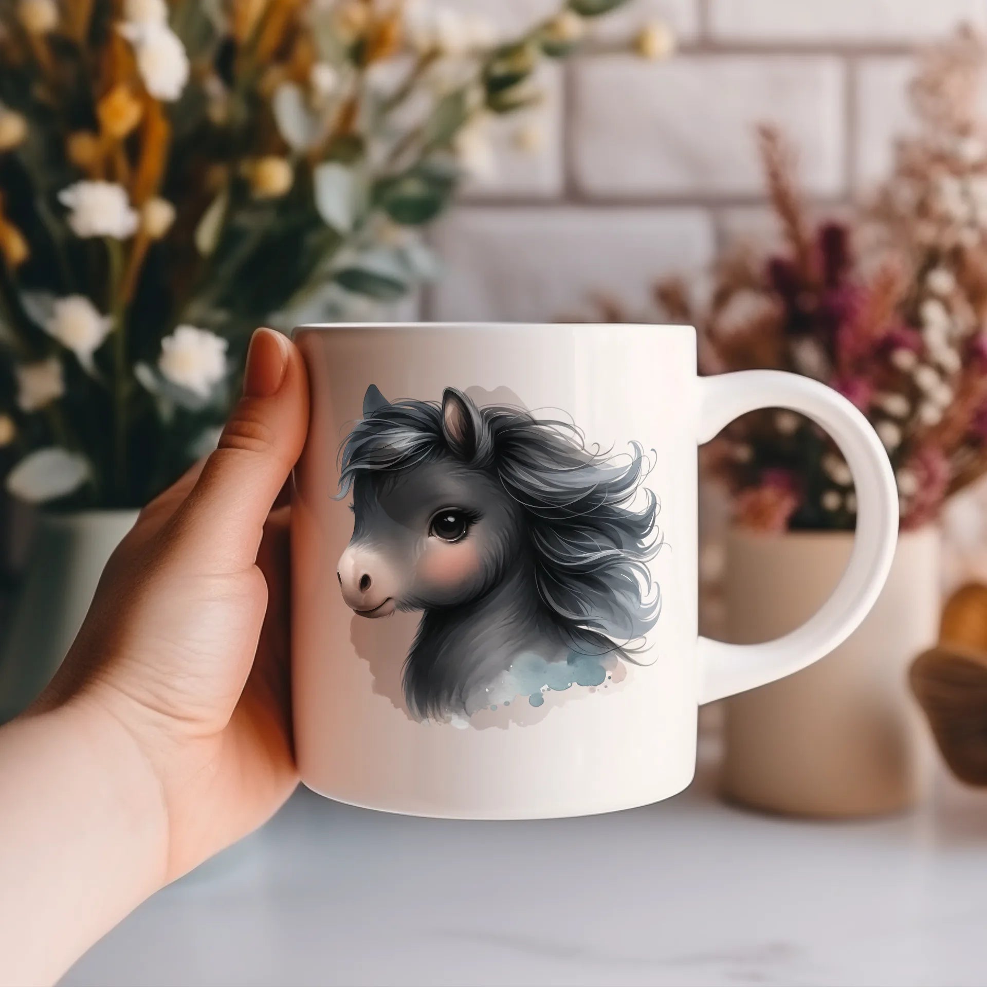 Permanent Sticker Elegantes Schwarzes Pony