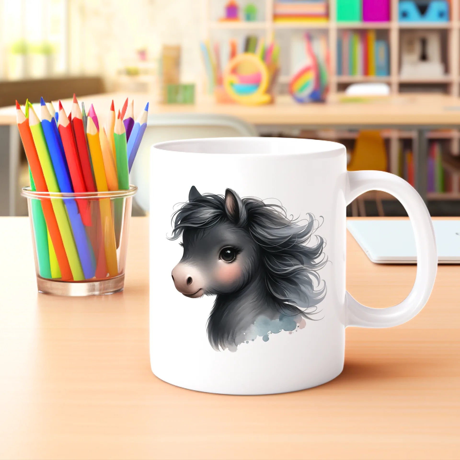 Permanent Sticker Elegantes Schwarzes Pony