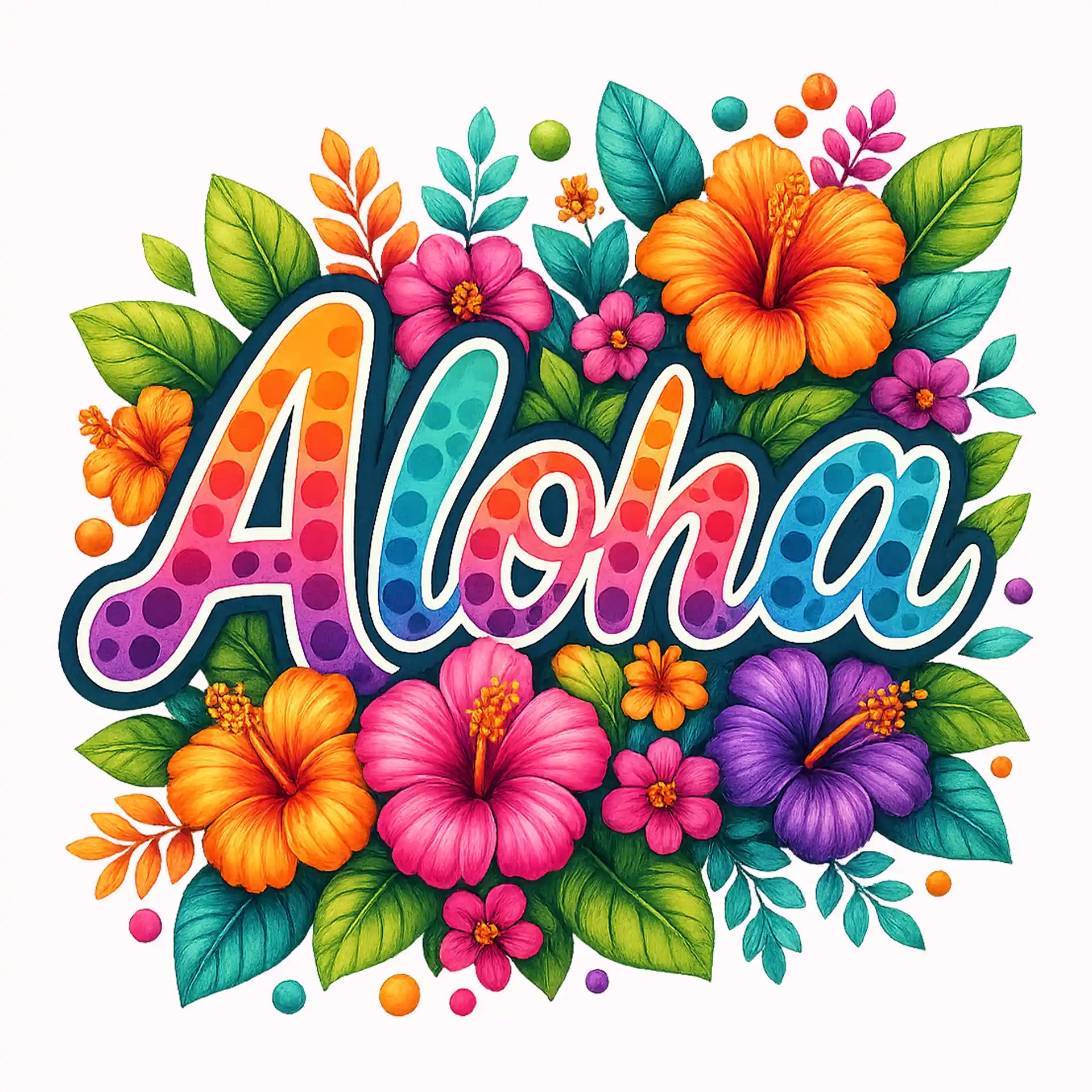Permanent Sticker Hibiskusgrüße Aloha