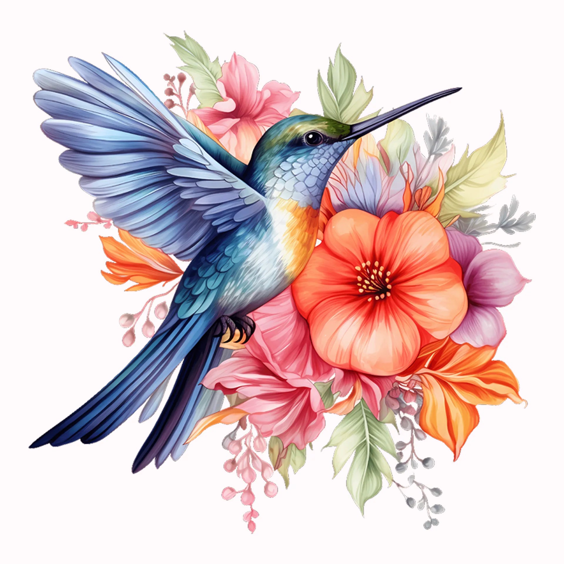 Permanent Sticker Kolibri Blütenpracht