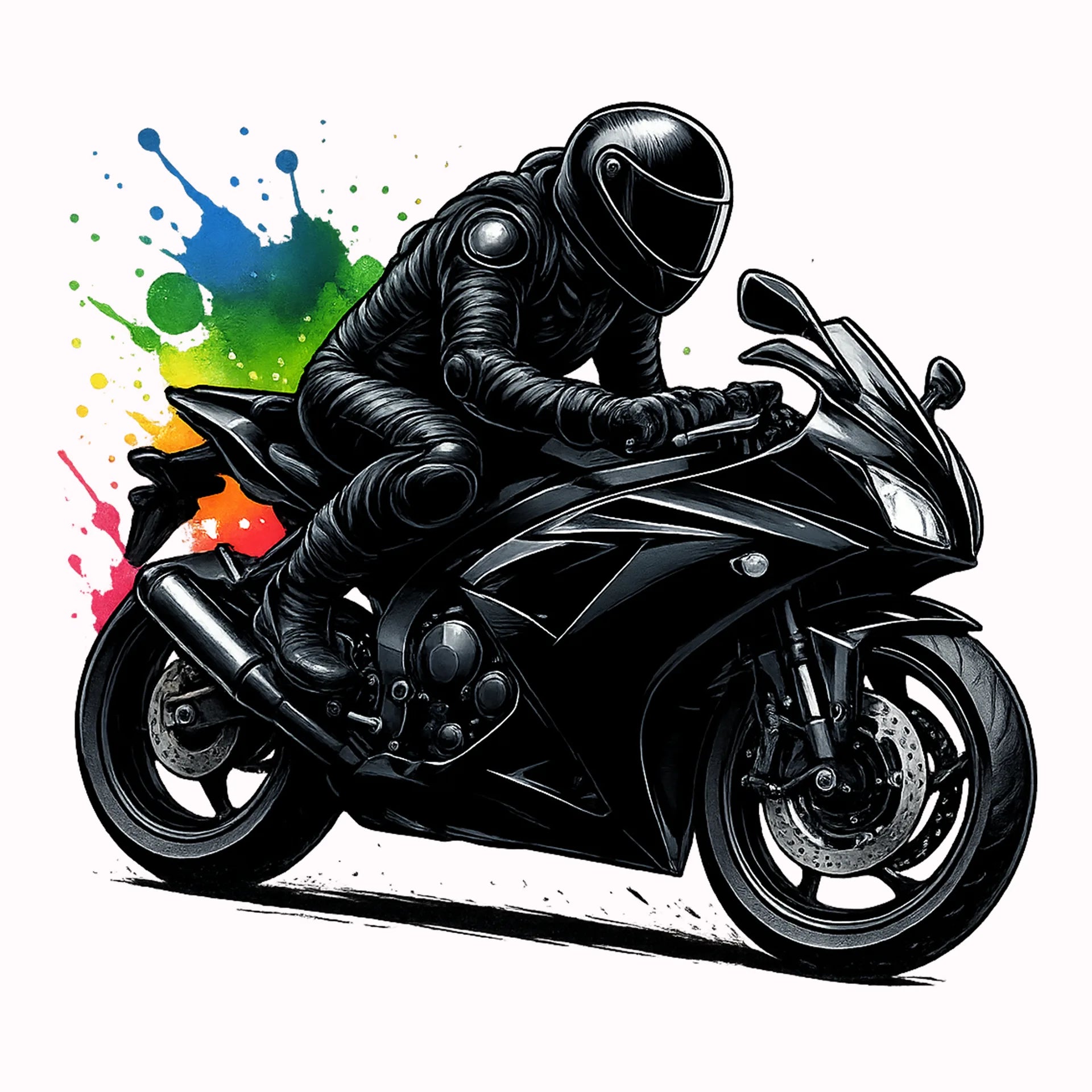 Permanent Sticker Motorrad Schwarzer Farbenrider