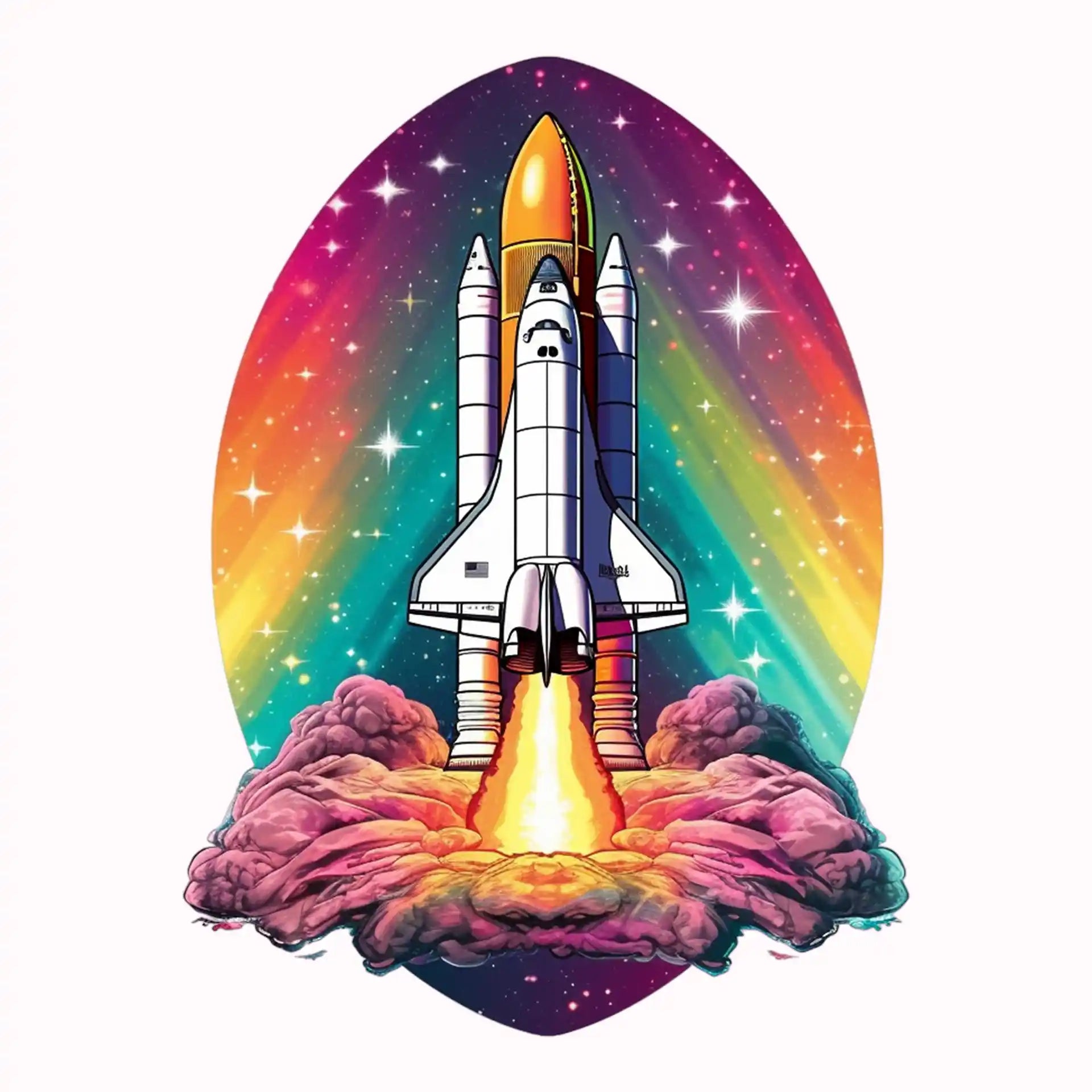 Permanent Sticker Rakete Bunt