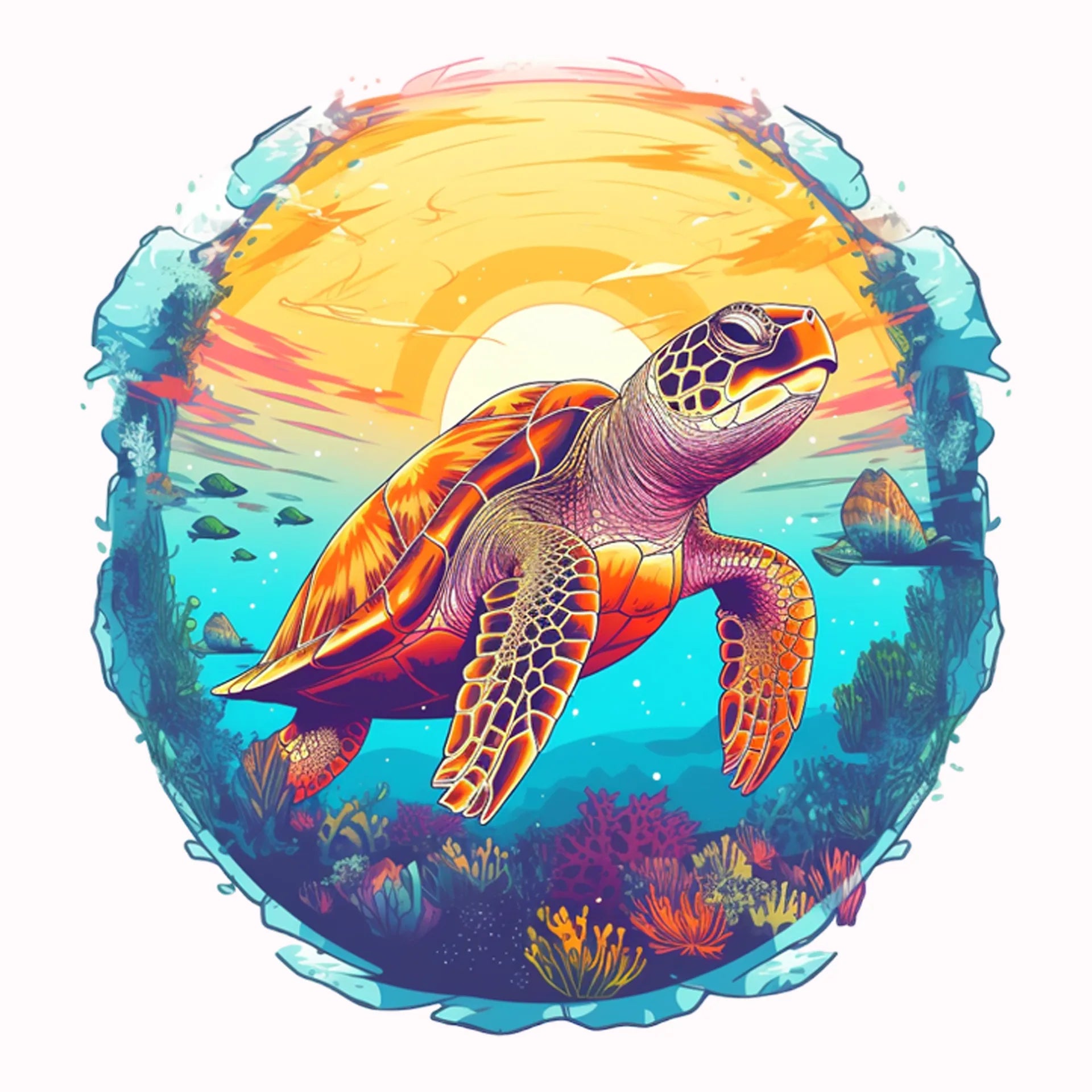 Permanent Sticker Schildkröte Ozean