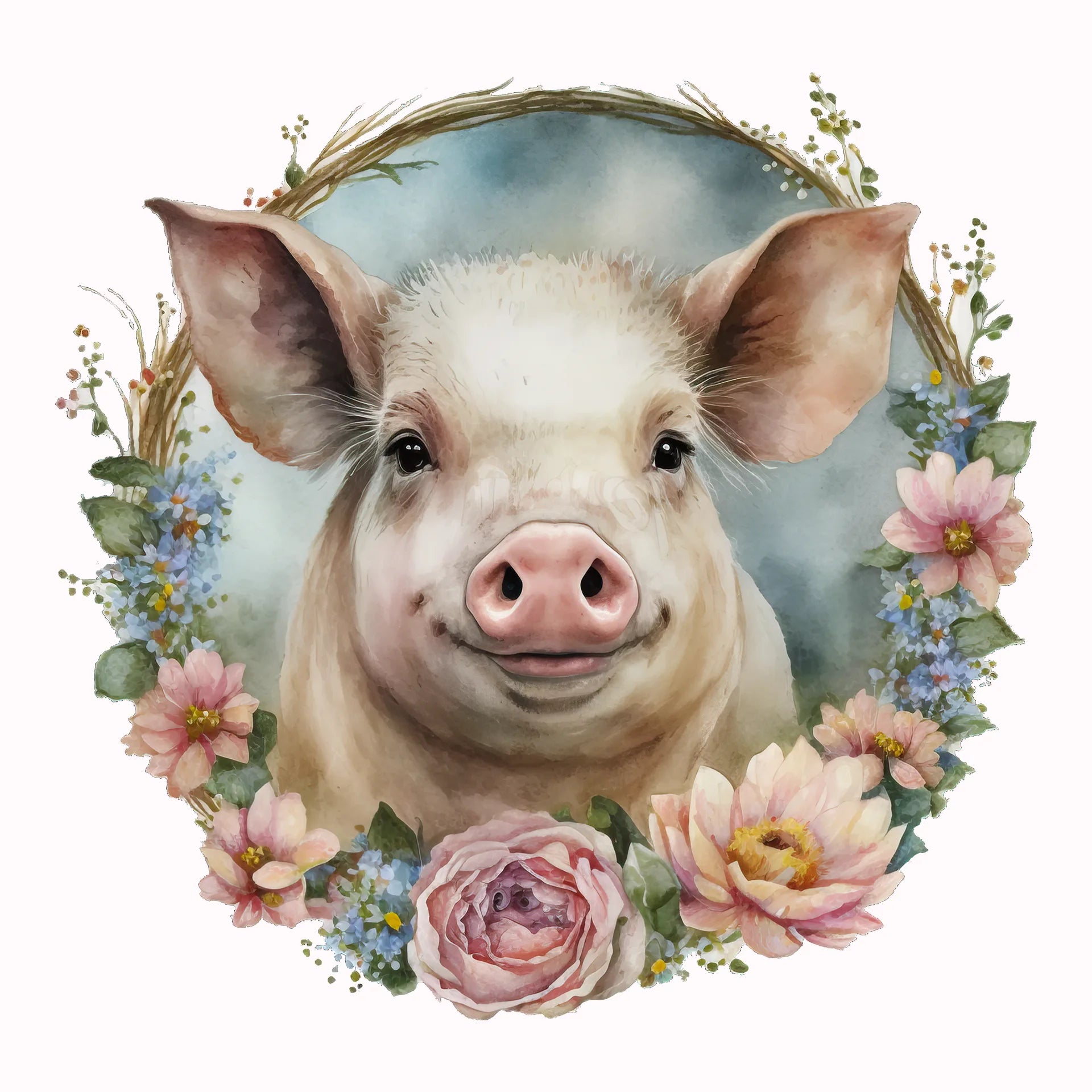 Permanent Sticker Schwein Blütenborsti