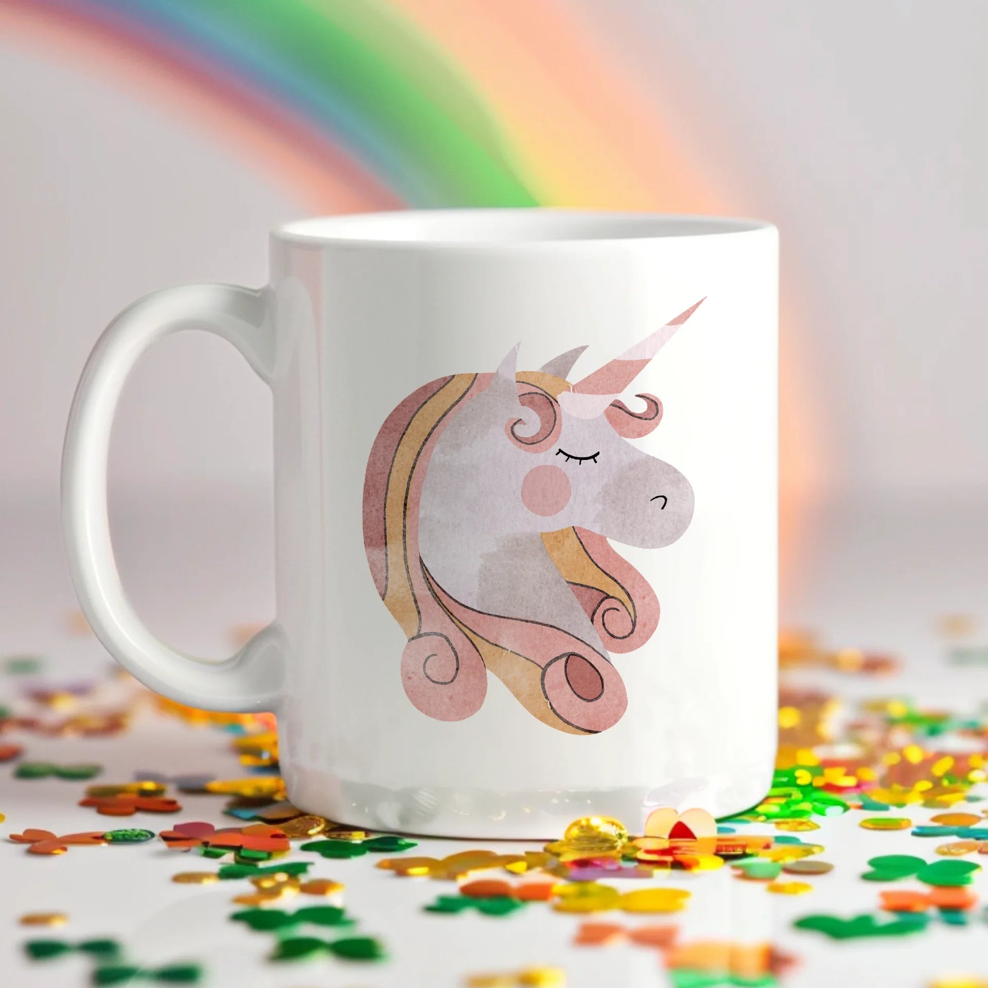 Permanent Sticker Wasserfarben Einhorn