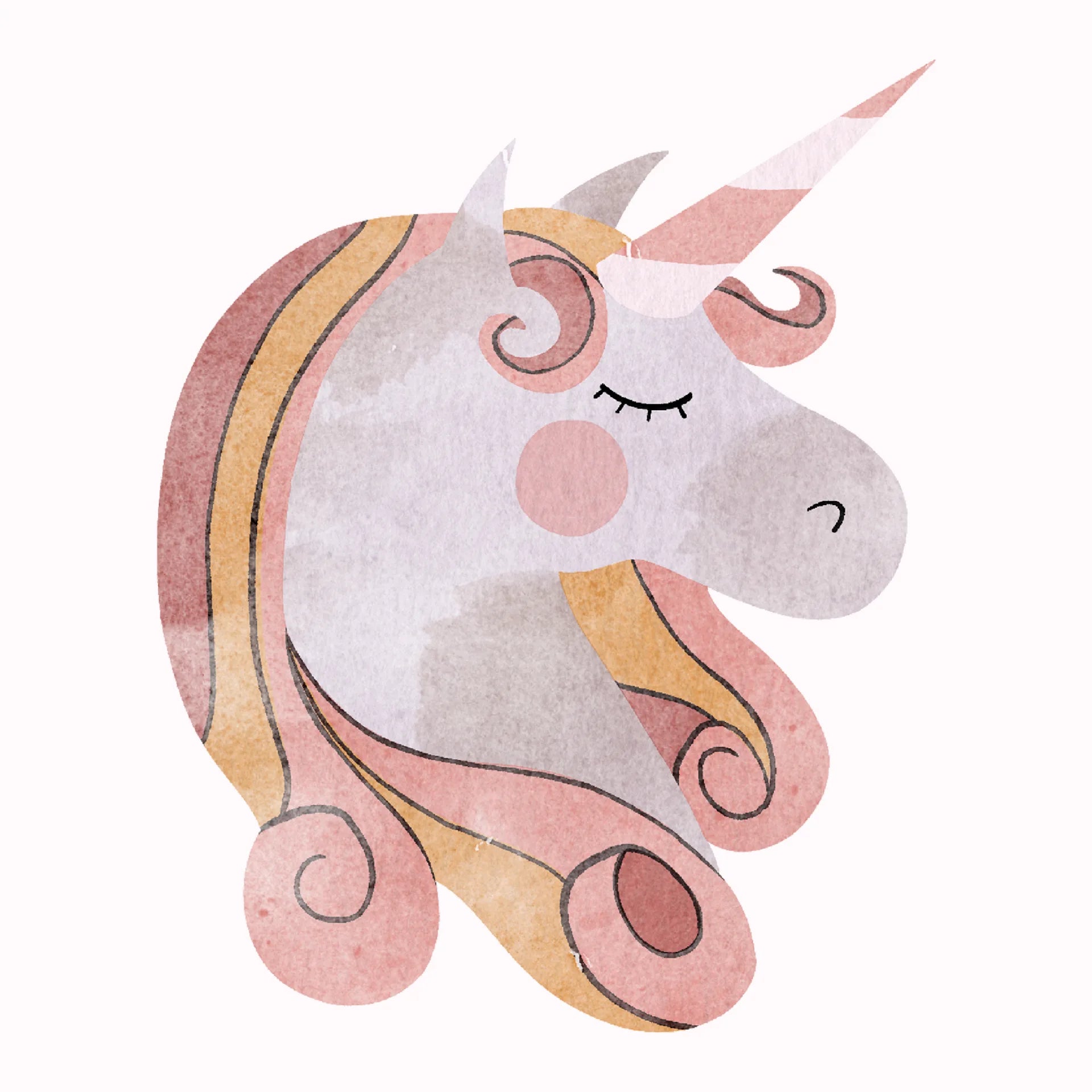 Permanent Sticker Wasserfarben Einhorn