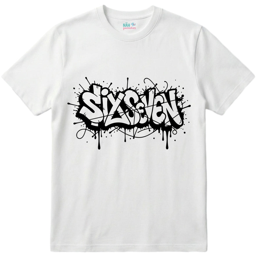 Six Seven Grafitti – Kinder T-Shirt mit Namen | 67 Meme personalisierbar