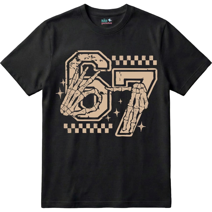 Six Seven Skull Hands – Kinder T-Shirt mit Namen | 67 Meme personalisierbar