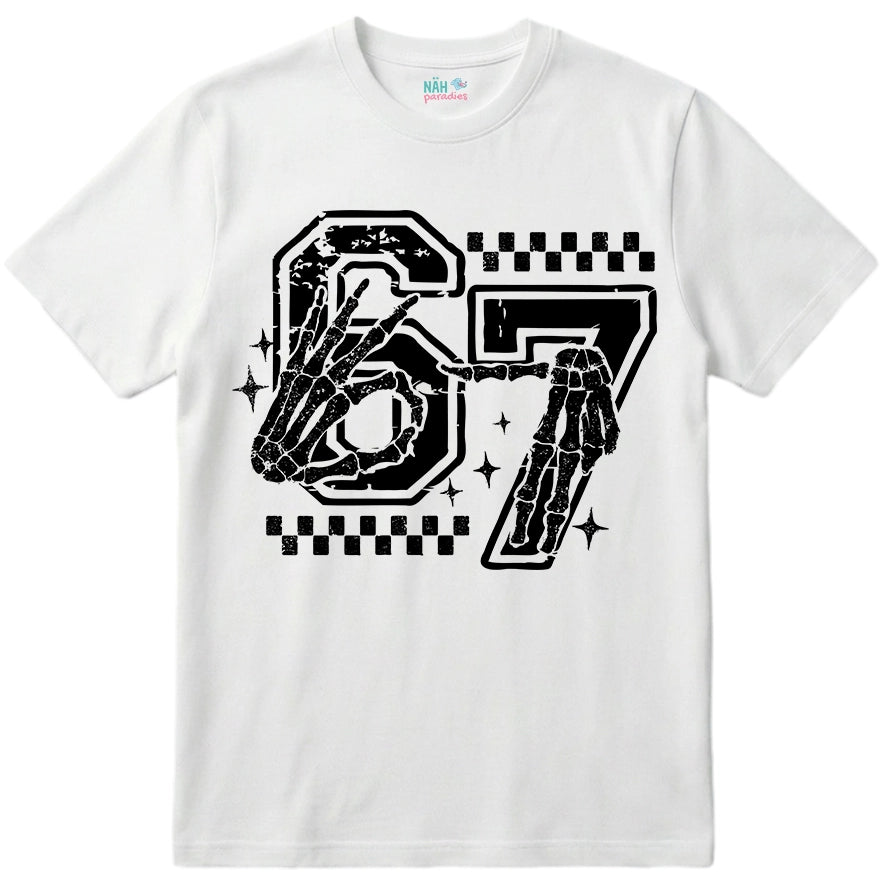 Six Seven Skull Hands – Kinder T-Shirt mit Namen | 67 Meme personalisierbar