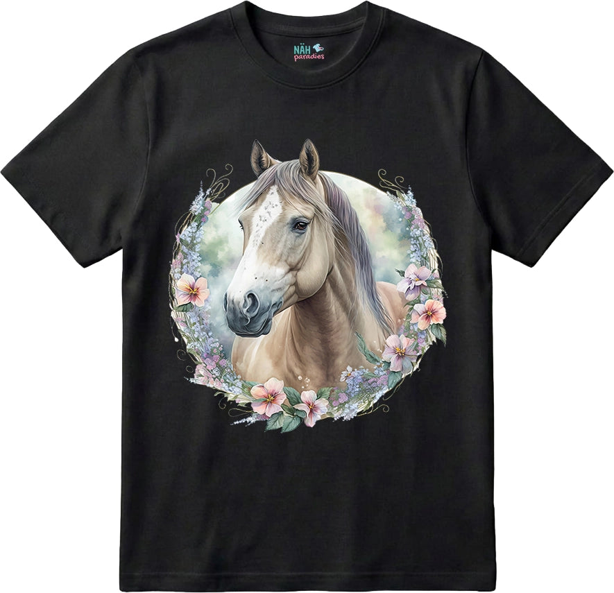 Bio T-Shirt Pferd Cream Flower